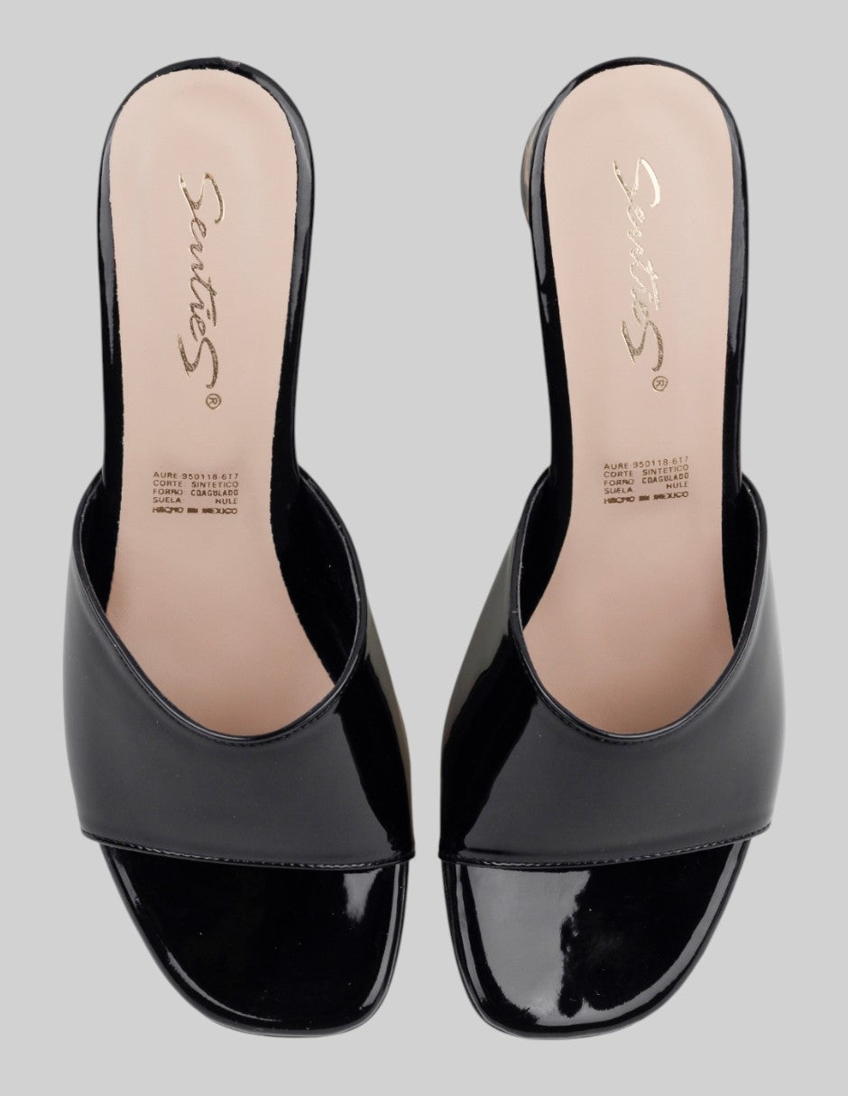 Sandalia con tacón  en Charol – Negro talla 24