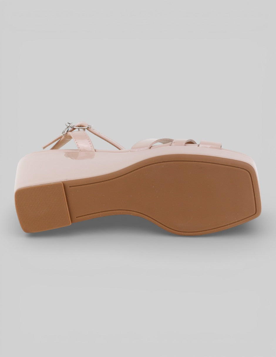 Sandalias con plataforma  en Charol – Beige talla 24