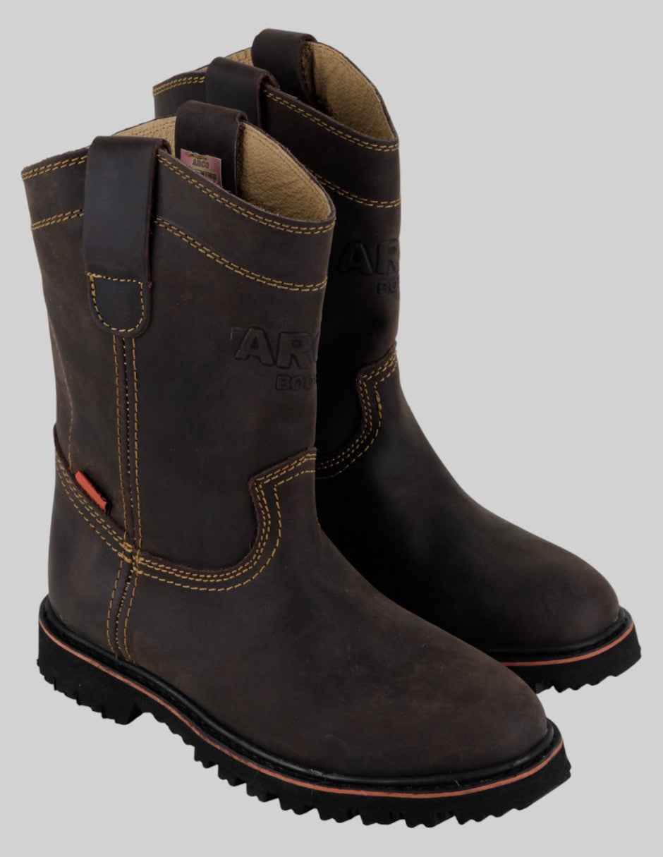 Botas tipo western Exterior Piel Color Café Para Hombre De arco