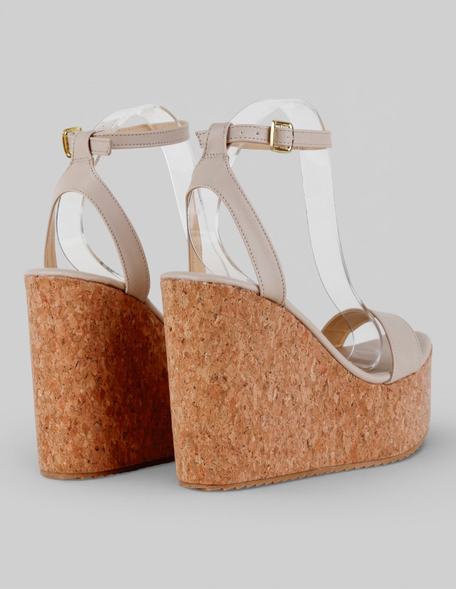Sandalias con plataforma  en Piel vegana – Beige talla 26