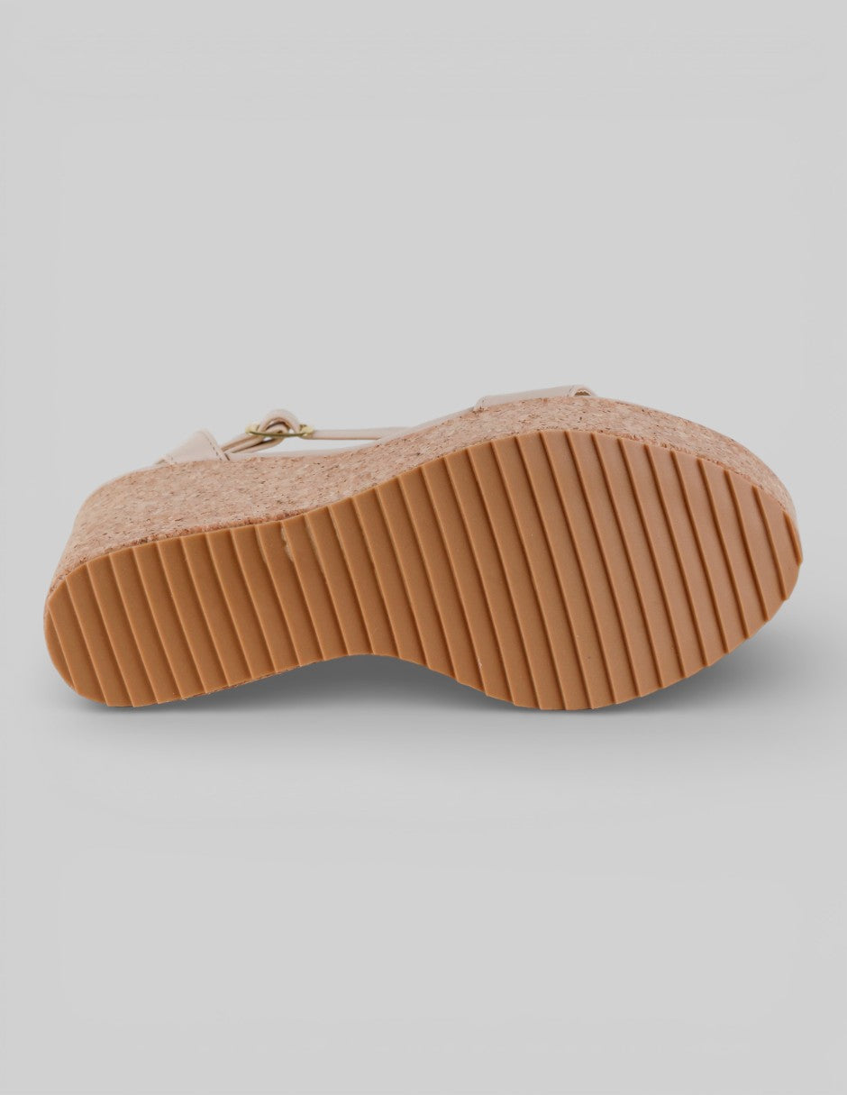 Sandalias con plataforma  en Piel vegana – Beige talla 26