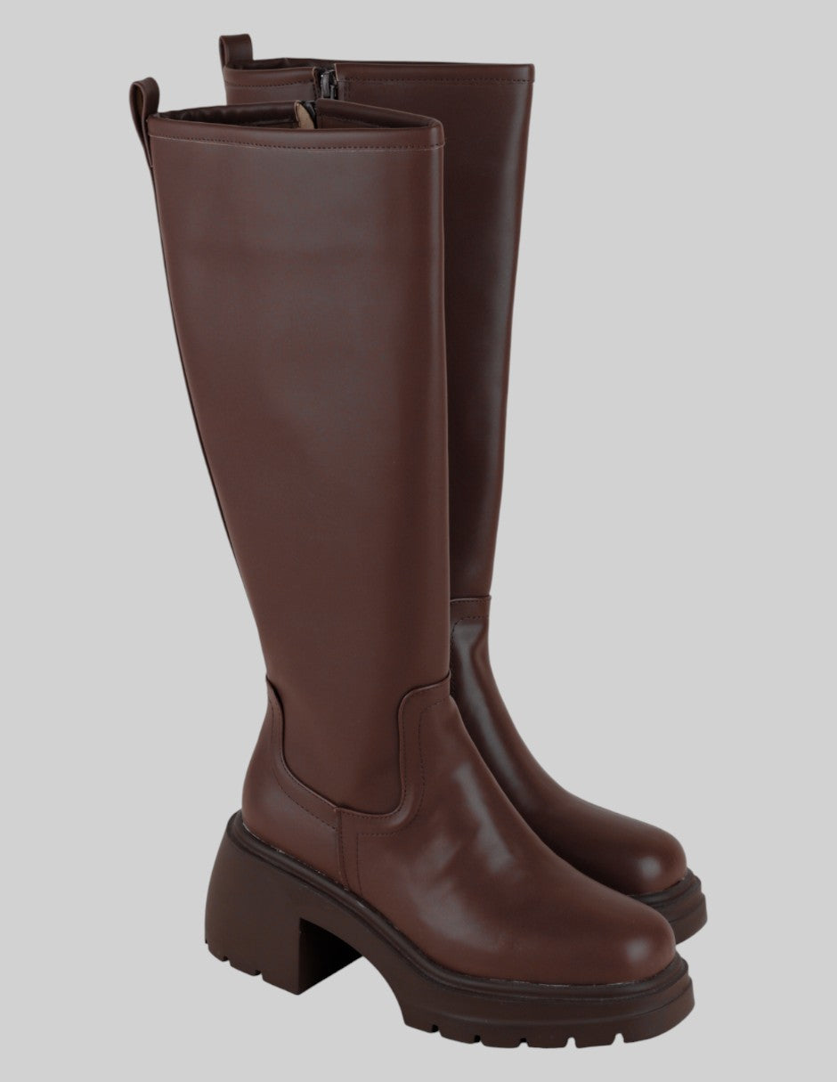 Botas altas Exterior Piel vegana Color Café Para Mujer De vanessa
