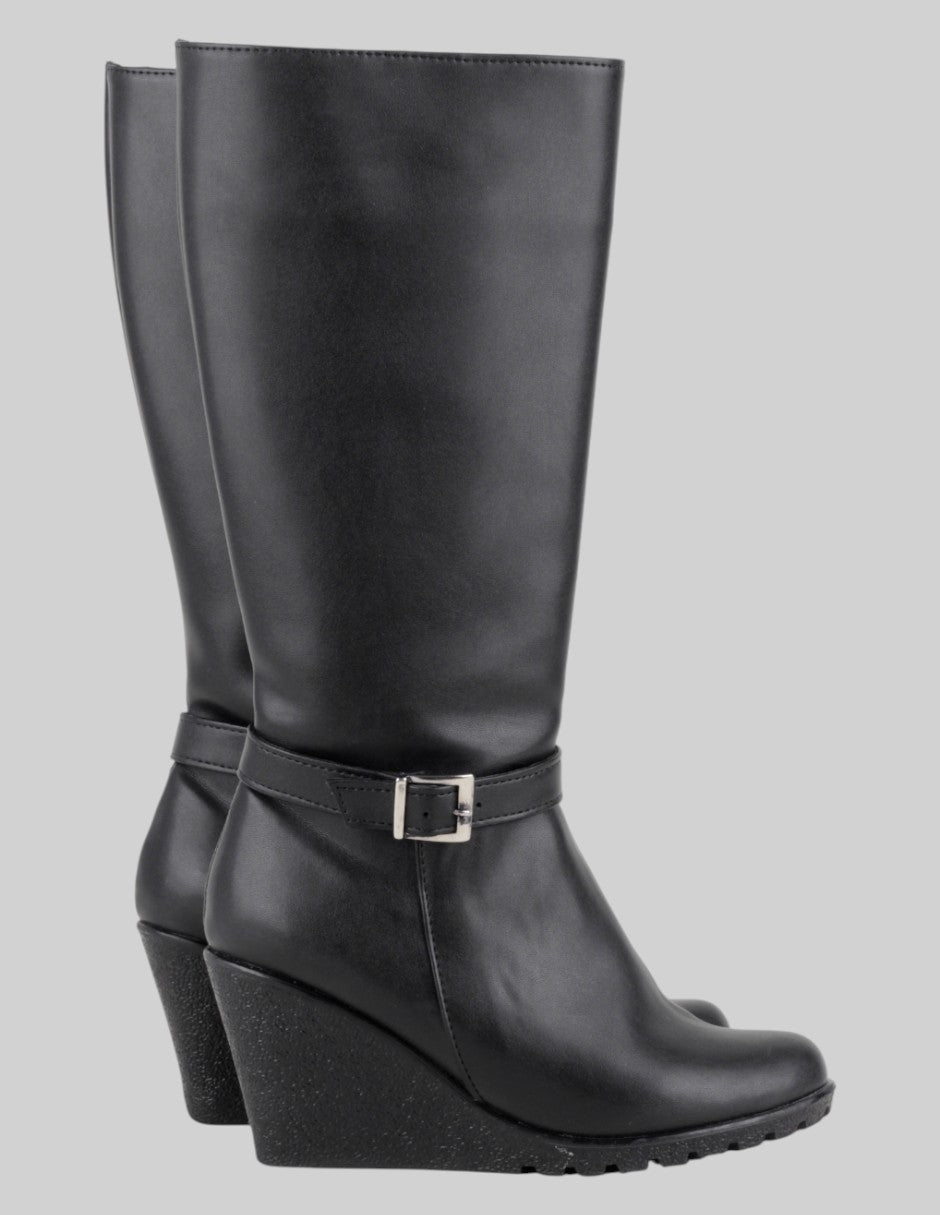 Botas altas  en Piel vegana – Negro talla 24