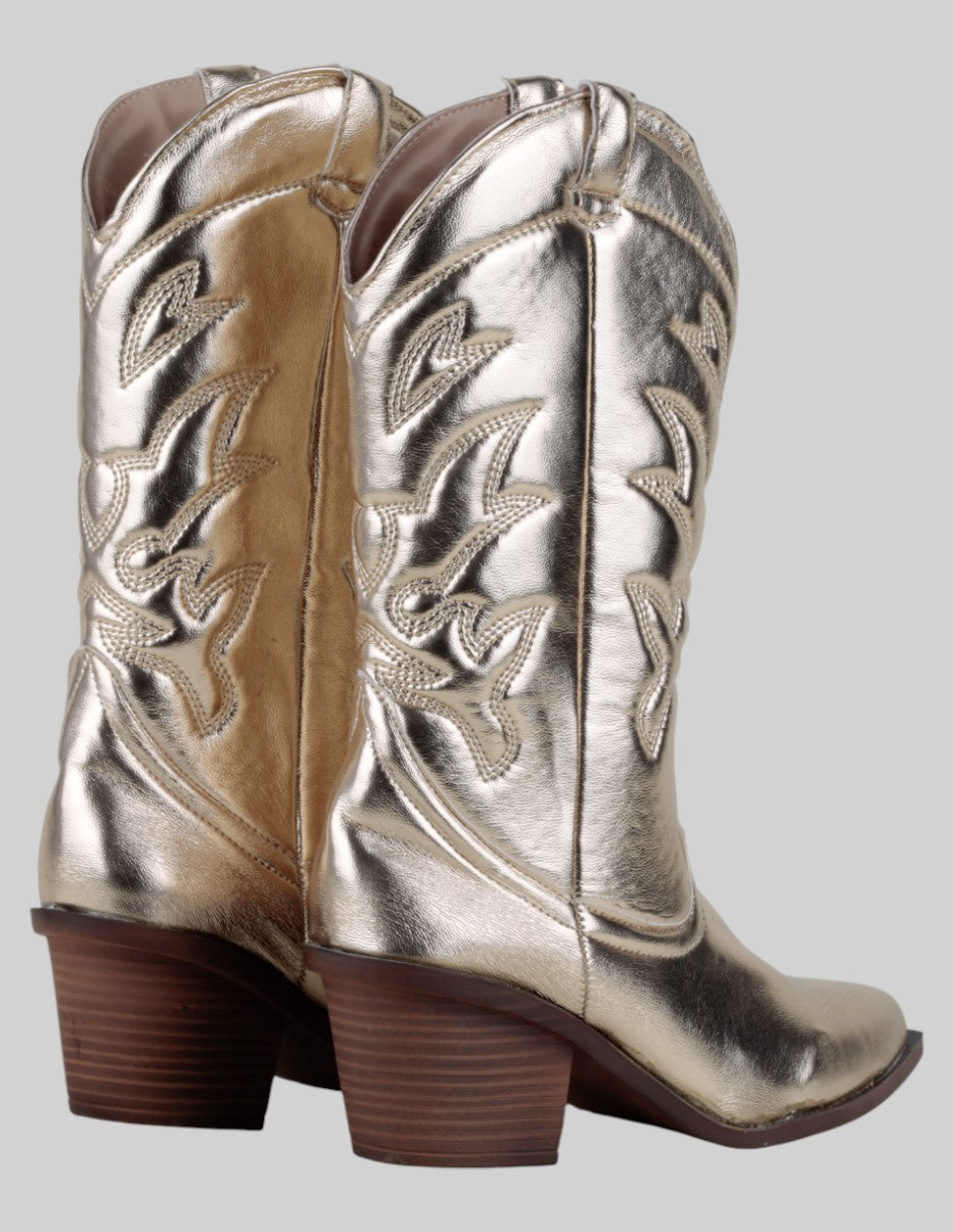 Botas tipo western  en Sintético – Dorado talla 25