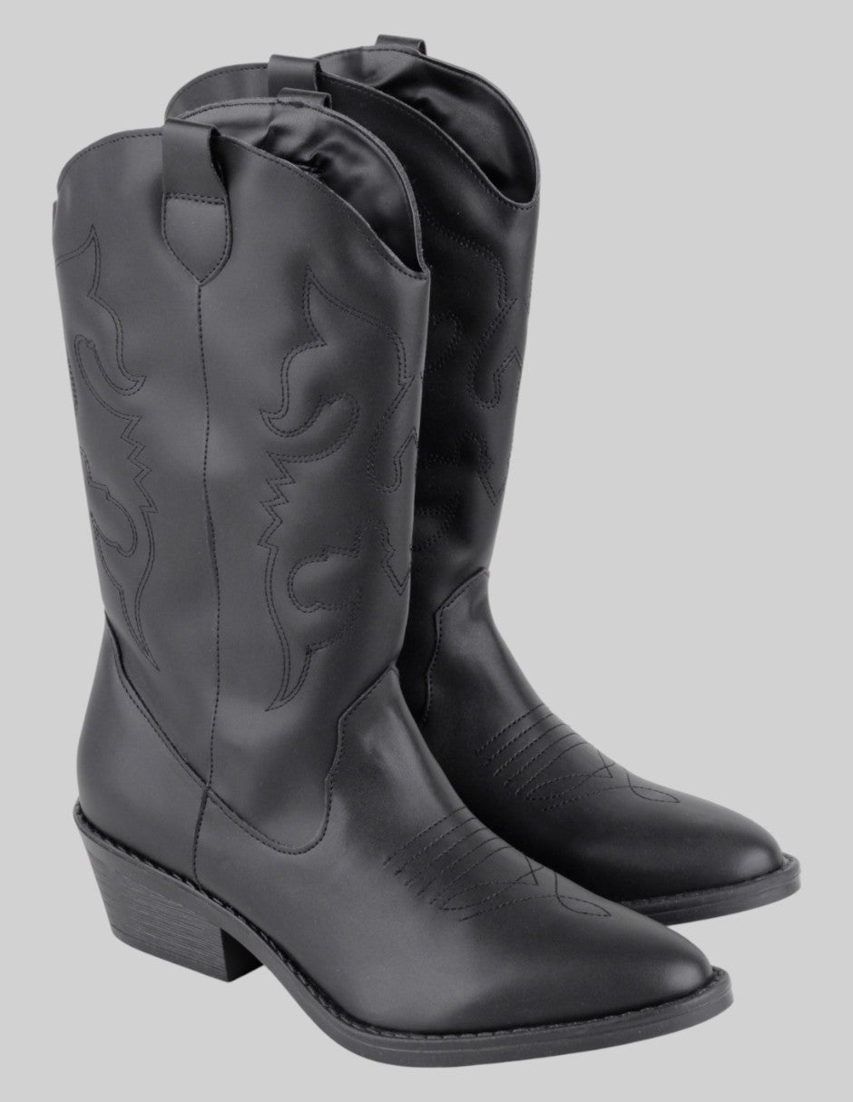 Botas tipo western Exterior Piel vegana Color Negro Para Mujer De milagros