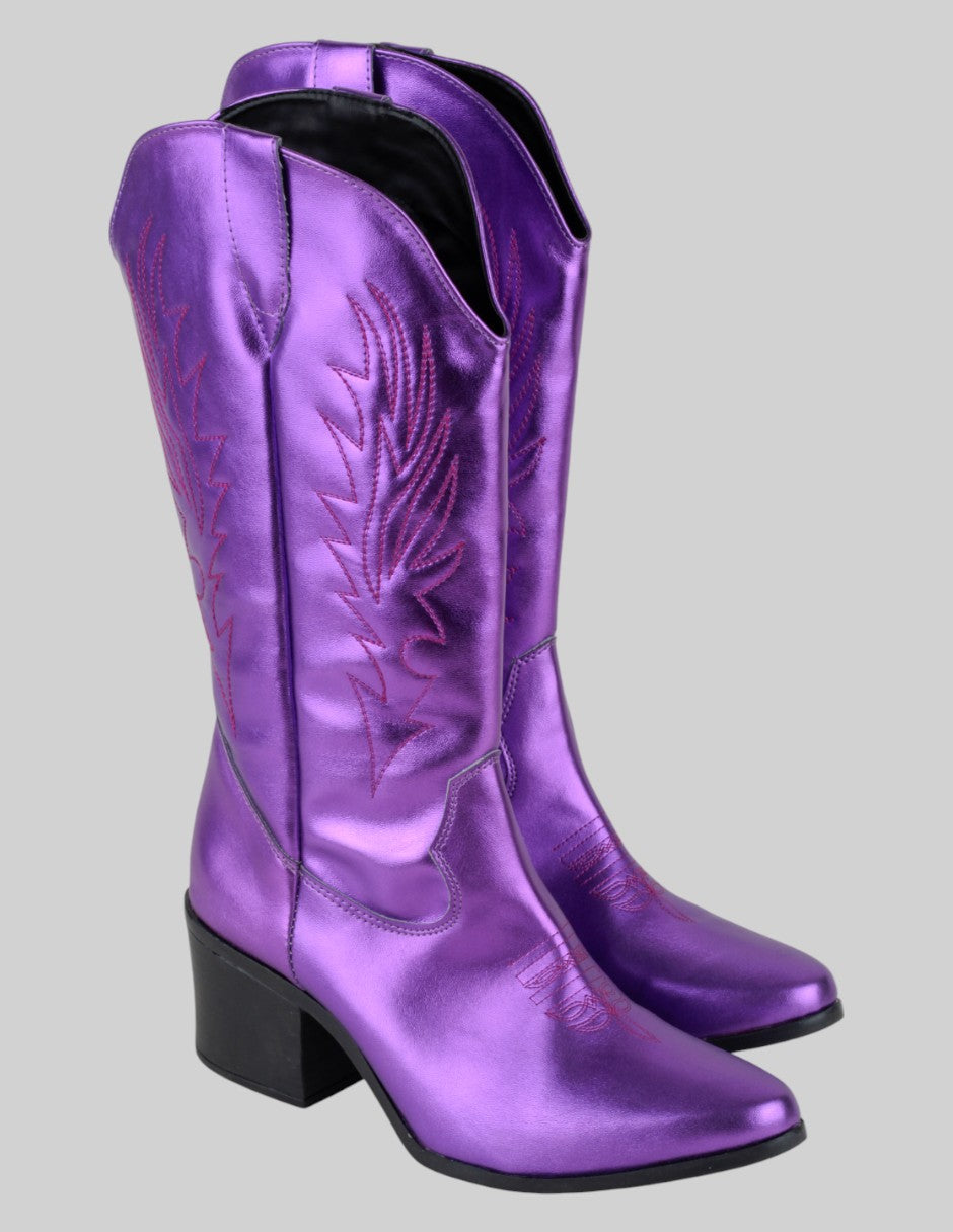 Botas tipo western Exterior Piel vegana Color Morado Para Mujer De rbcollection
