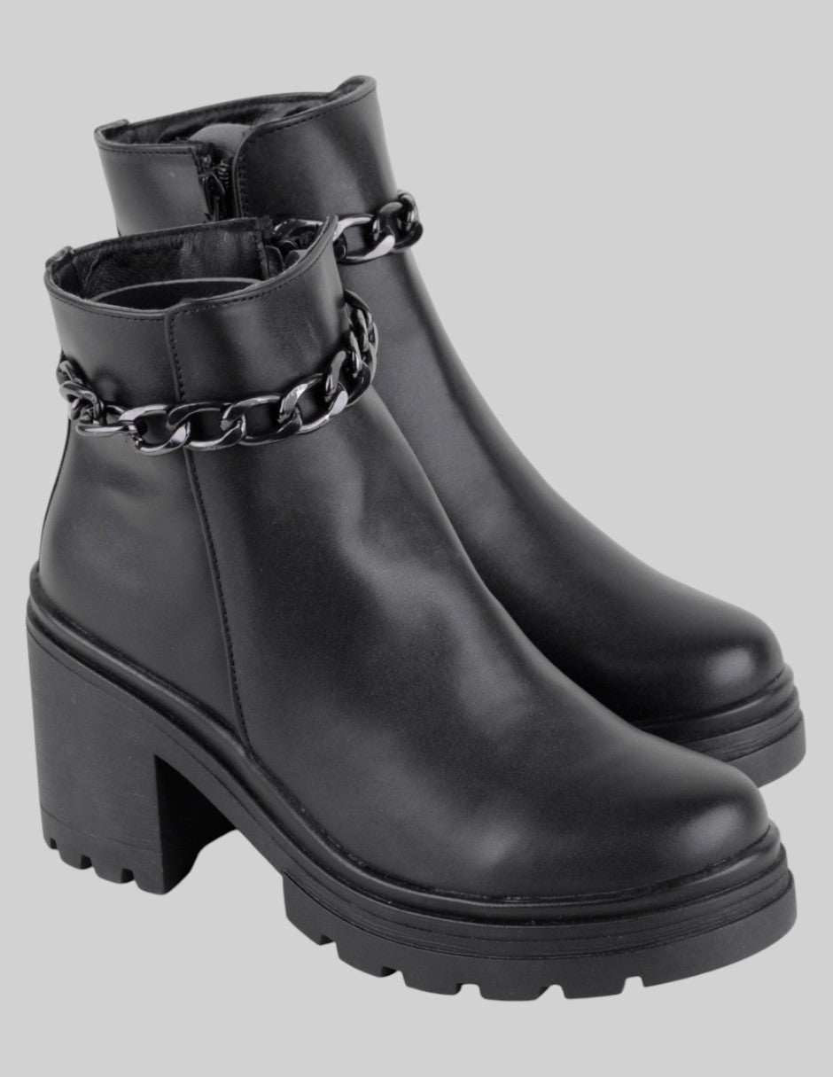 Botín con tacón Exterior Sintético Color Negro Para Mujer De vitalia