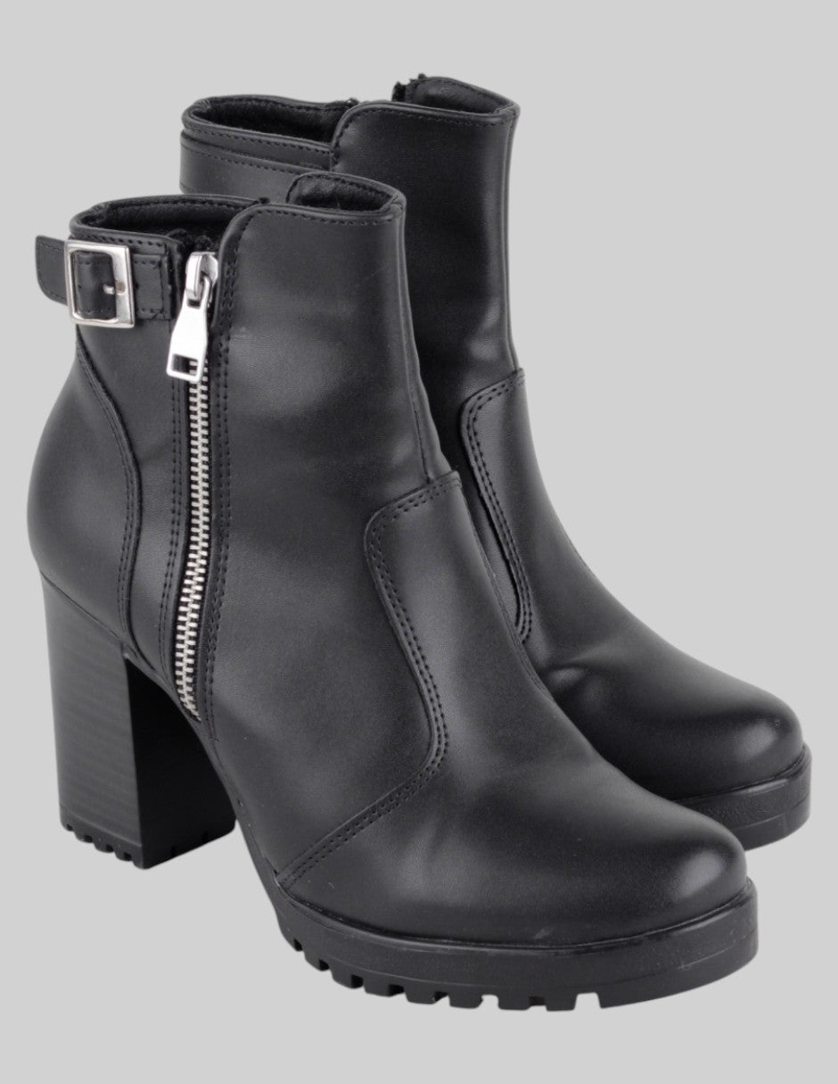 Botín con tacón Exterior Sintético Color Negro Para Mujer De Genérica