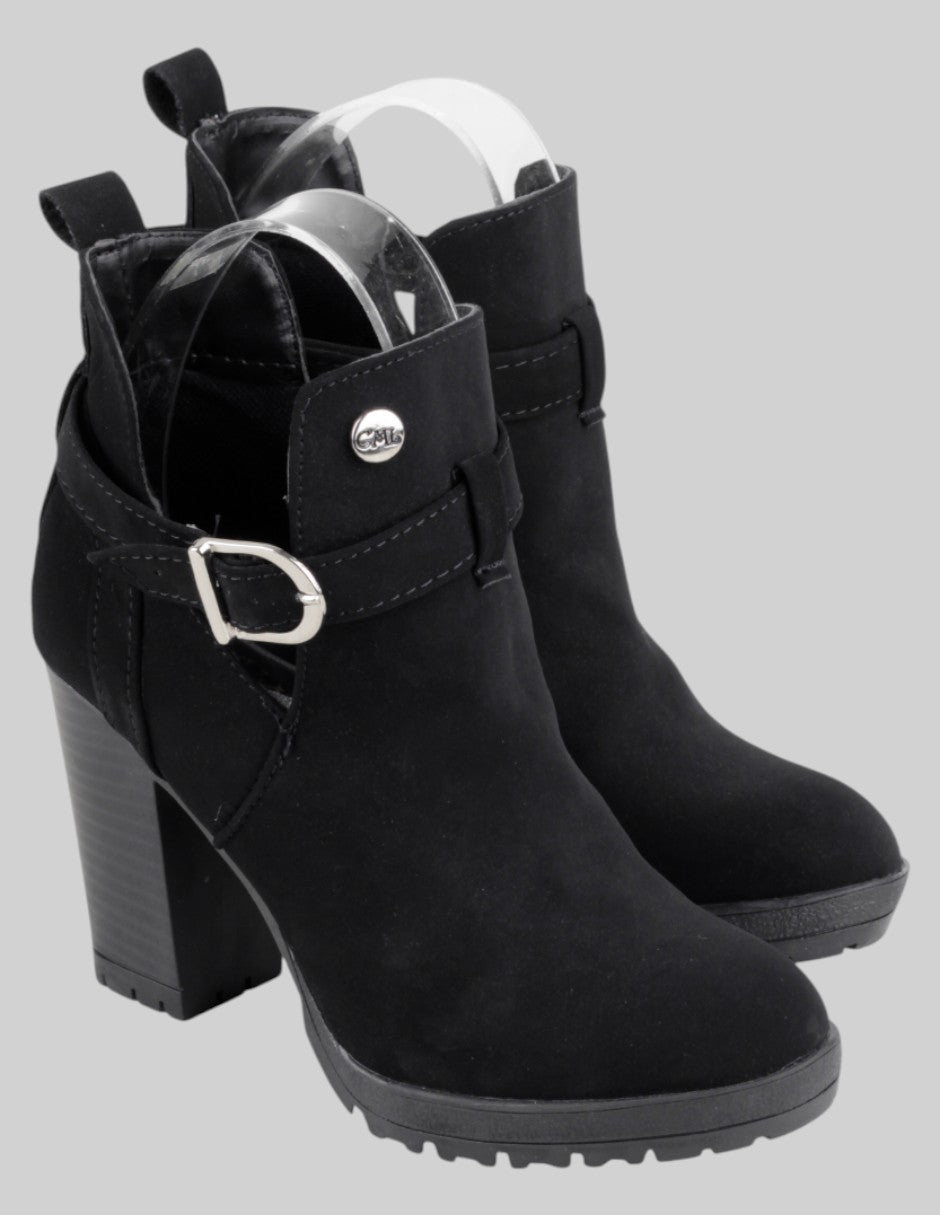 Botín con tacón Exterior Textil Color Negro Para Mujer De camile