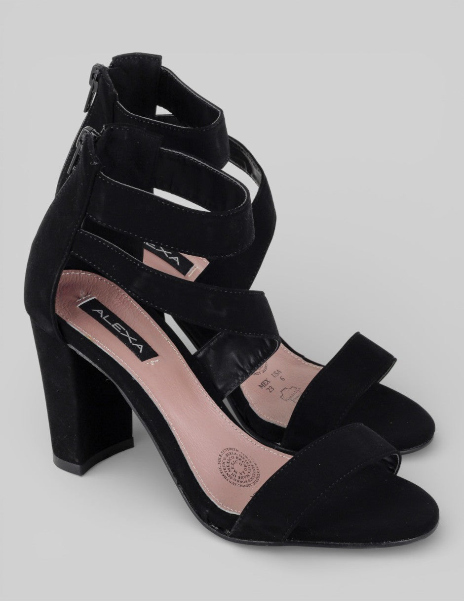 Sandalia con tacón Exterior Textil Color Negro Para Mujer De alexa
