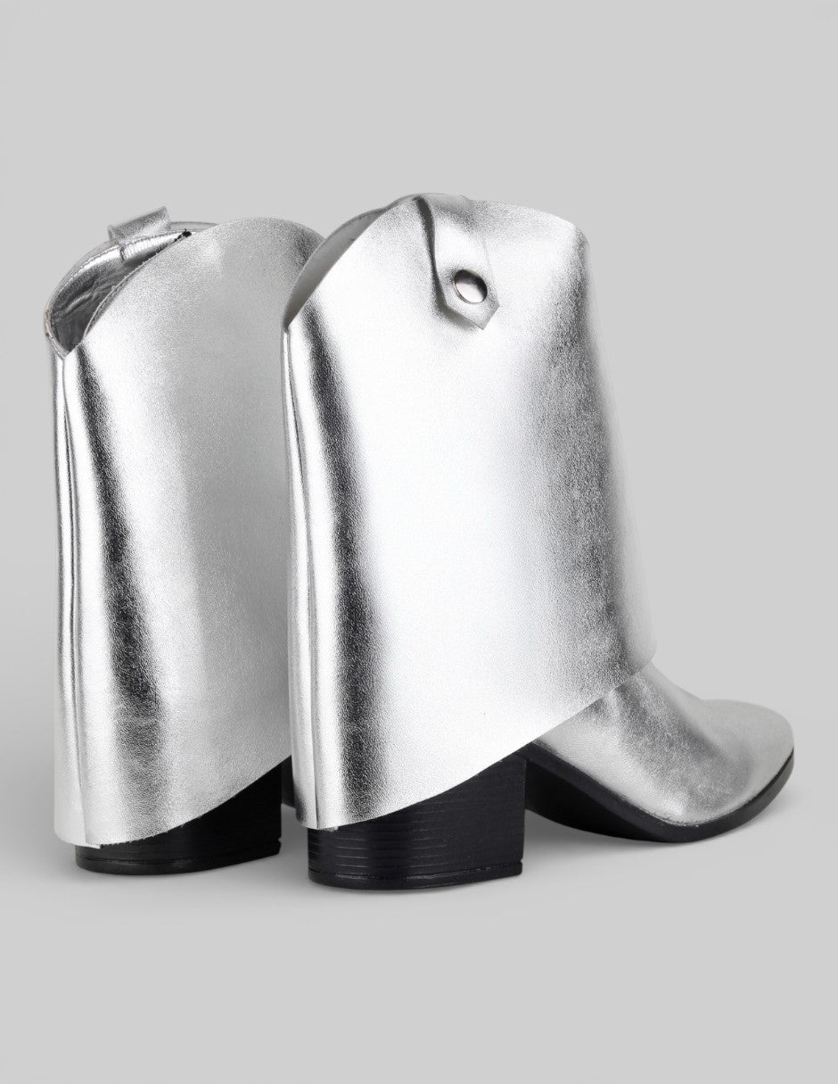 Botas tipo western  en Sintético – Plata talla 26