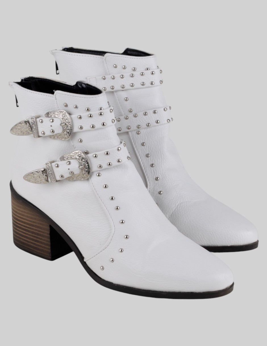 Botín con tacón Exterior Piel Color Blanco Para Mujer De rbcollection