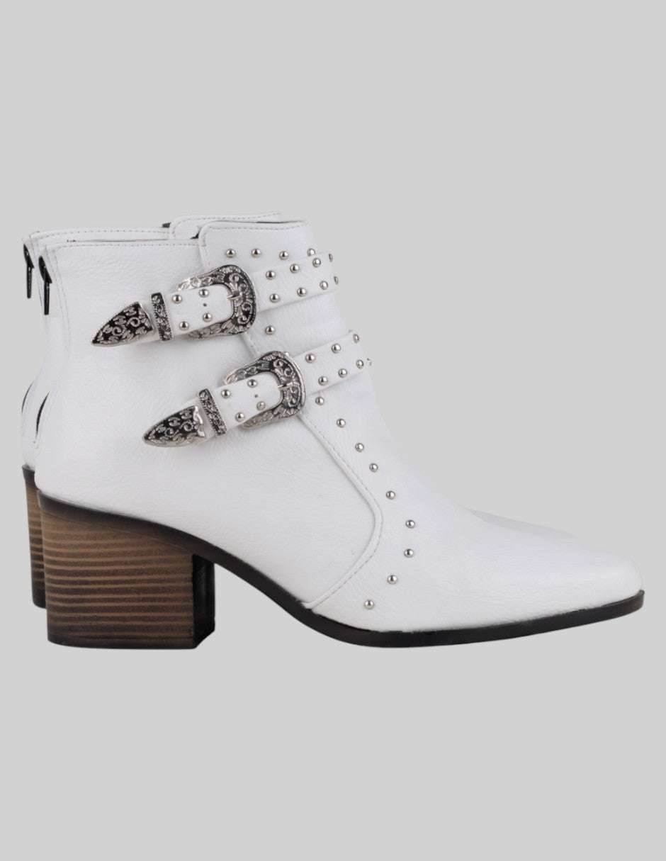 Botín con tacón  en Piel – Blanco talla 26