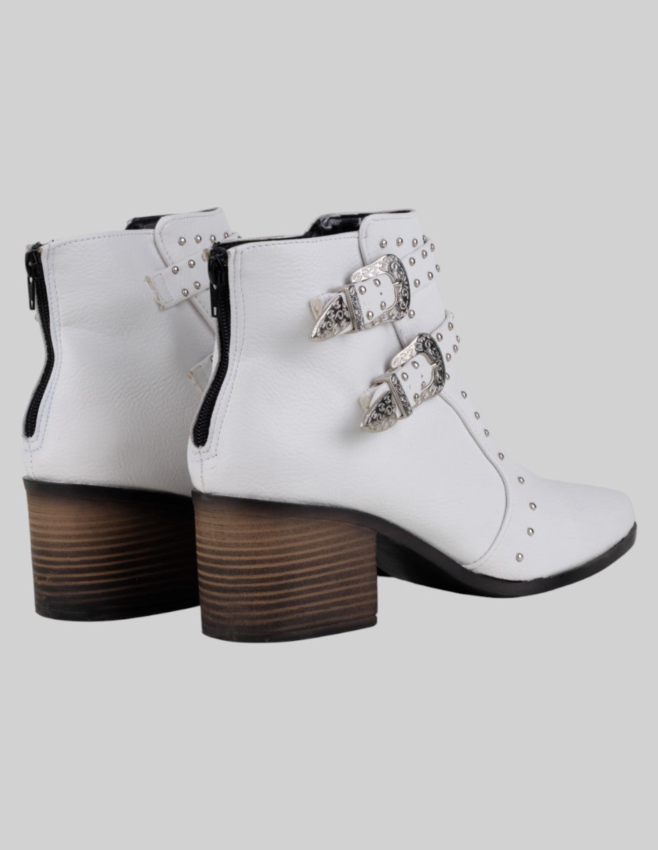 Botín con tacón  en Piel – Blanco talla 26