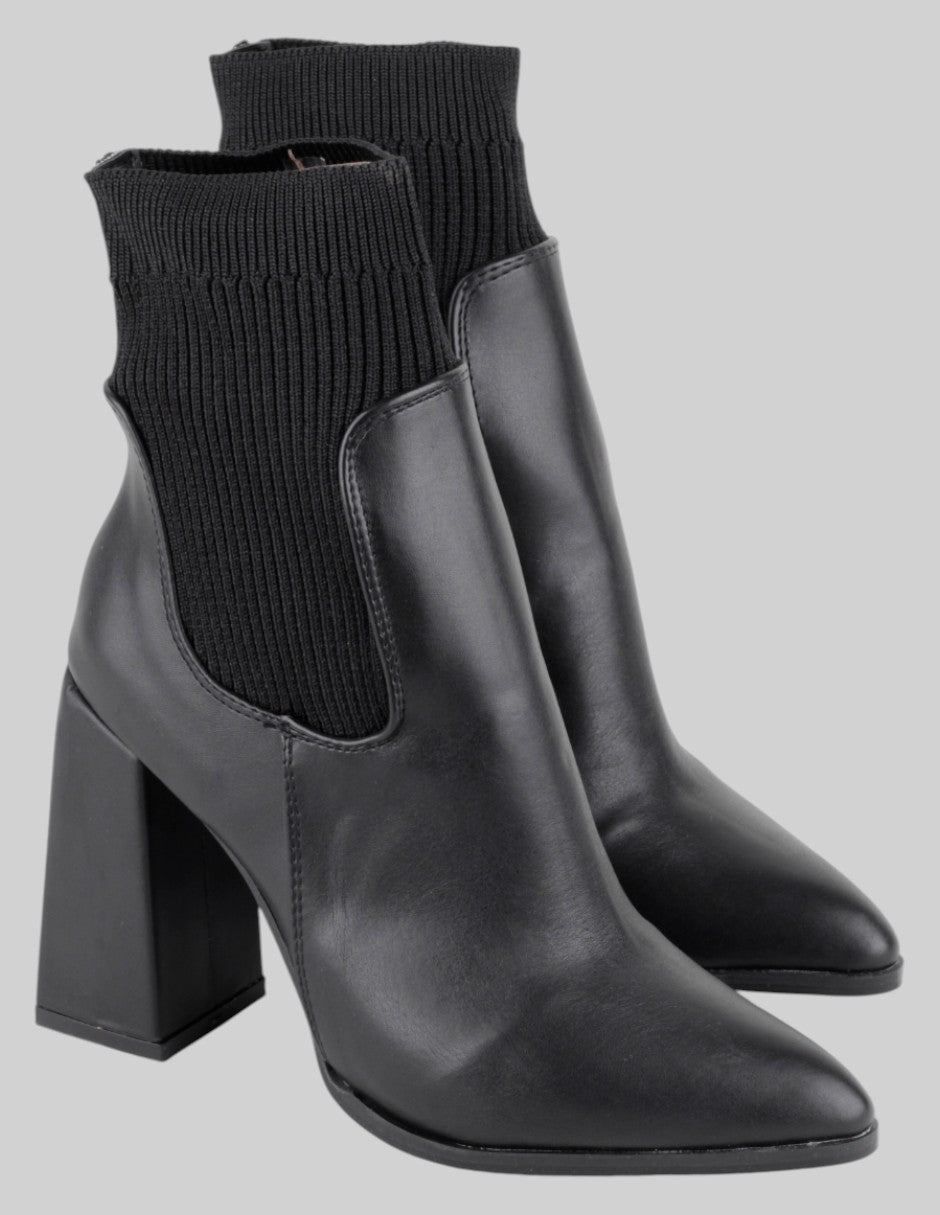 Botín con tacón Exterior Piel vegana Color Negro Para Mujer De rbcollection