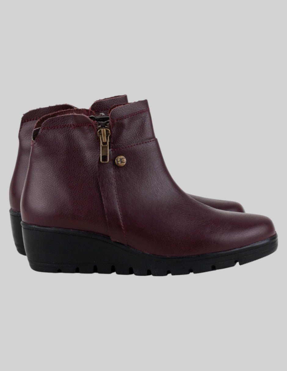 Botín con cuña  en Piel – Rojo talla 22