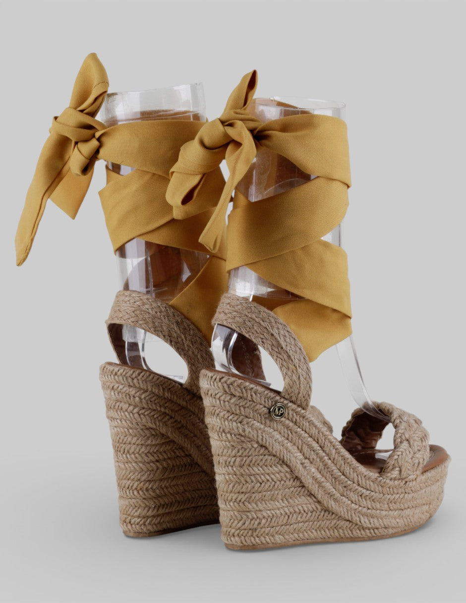 Sandalias con plataforma  en Textil – Beige talla 23