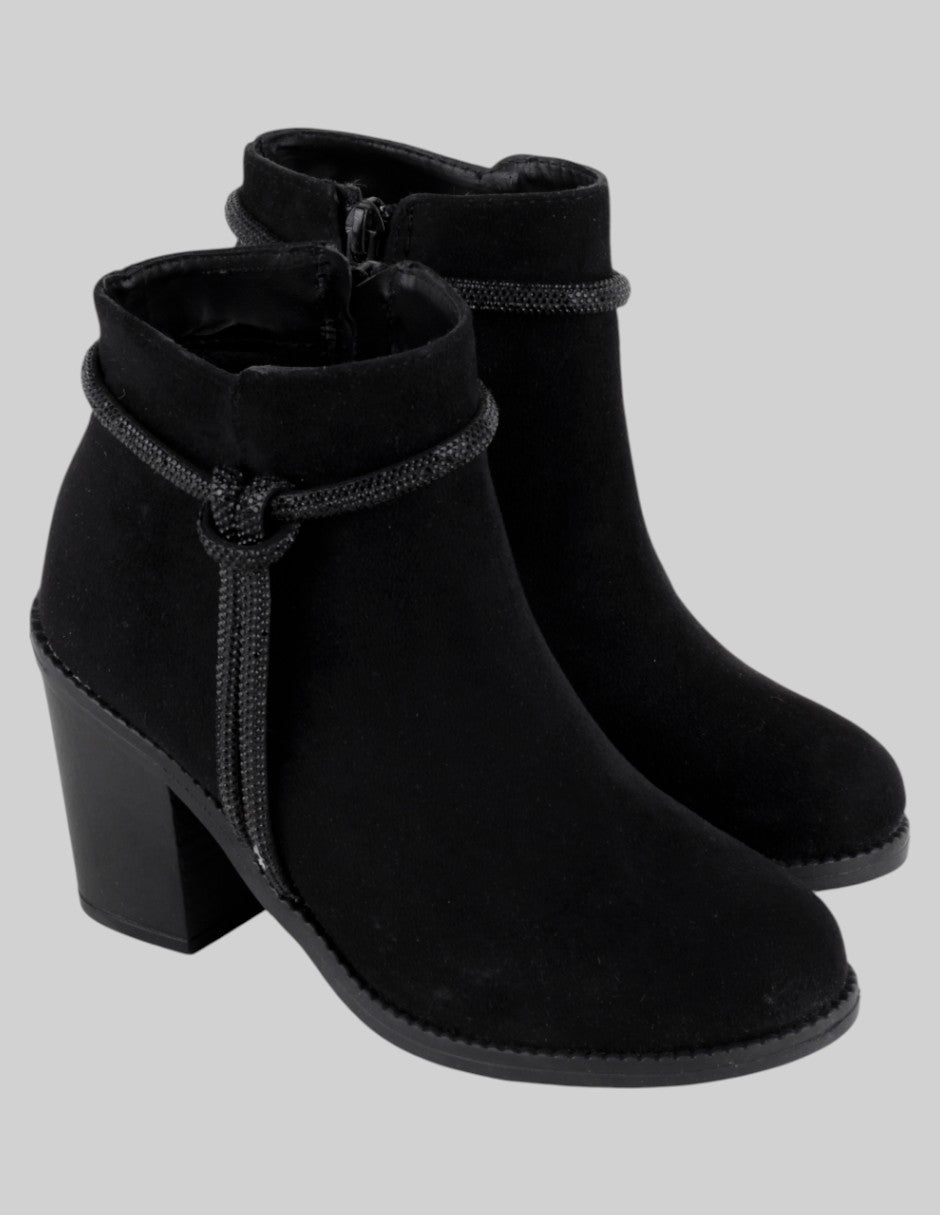 Botín con tacón Exterior Gamuza Color Negro Para Mujer De trender