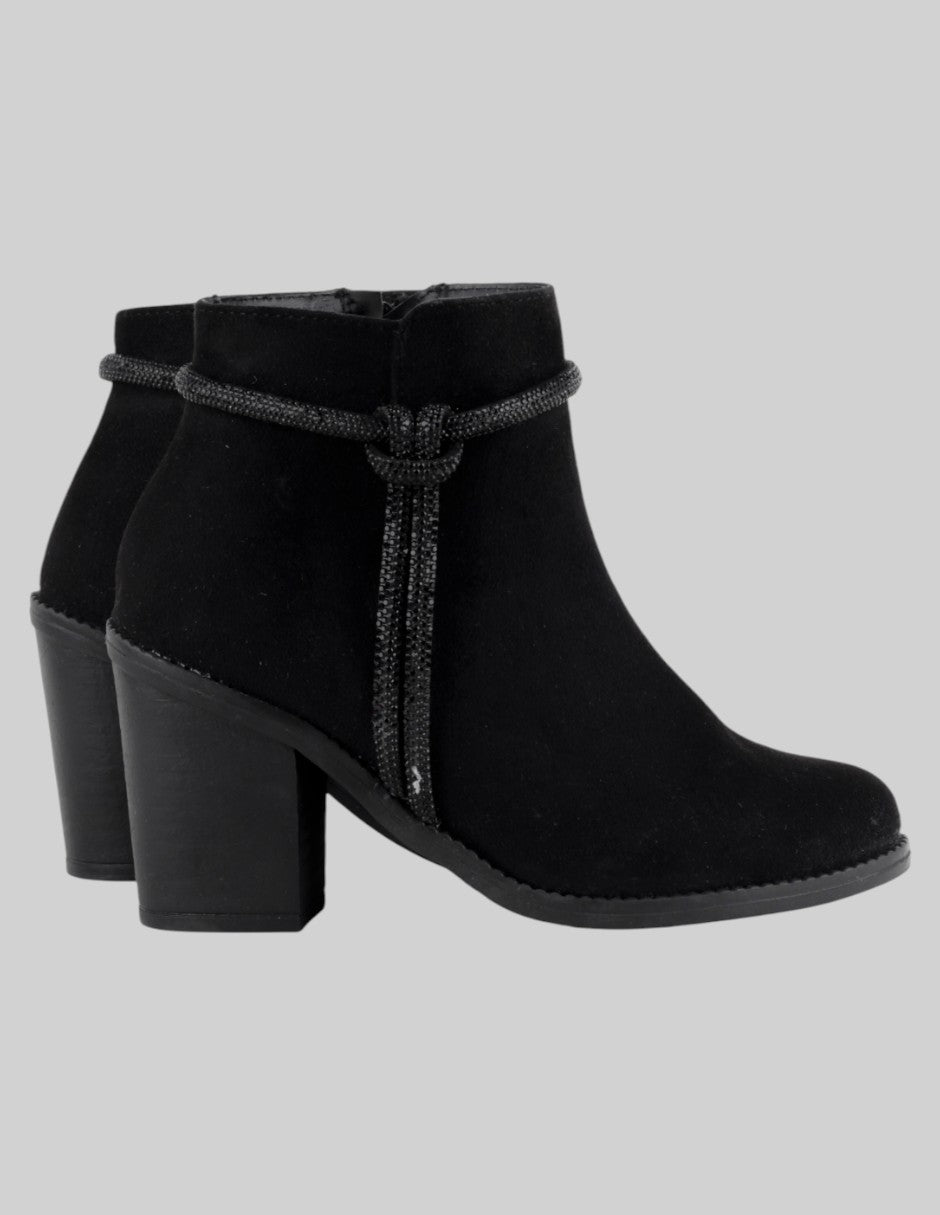 Botín con tacón  en Gamuza – Negro talla 22.5