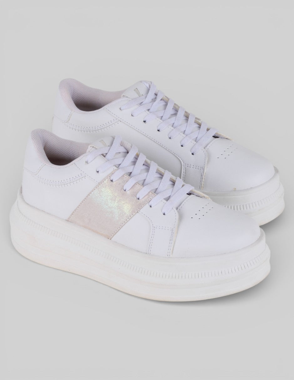 Tenis con cordones Exterior Sintético Color Blanco Para Mujer De LENMARQ