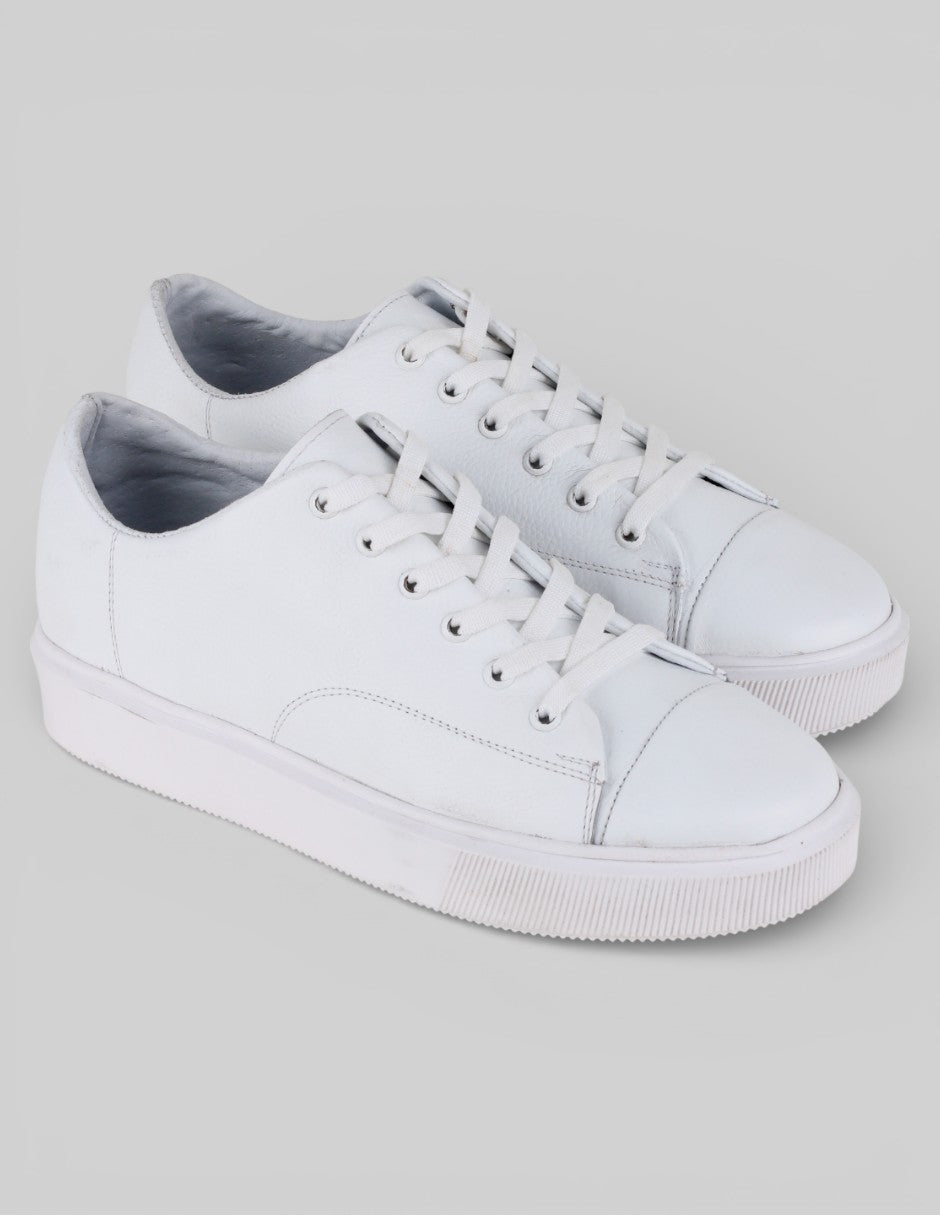 Tenis con cordones Exterior Piel Color Blanco Para Hombre De Cuatro