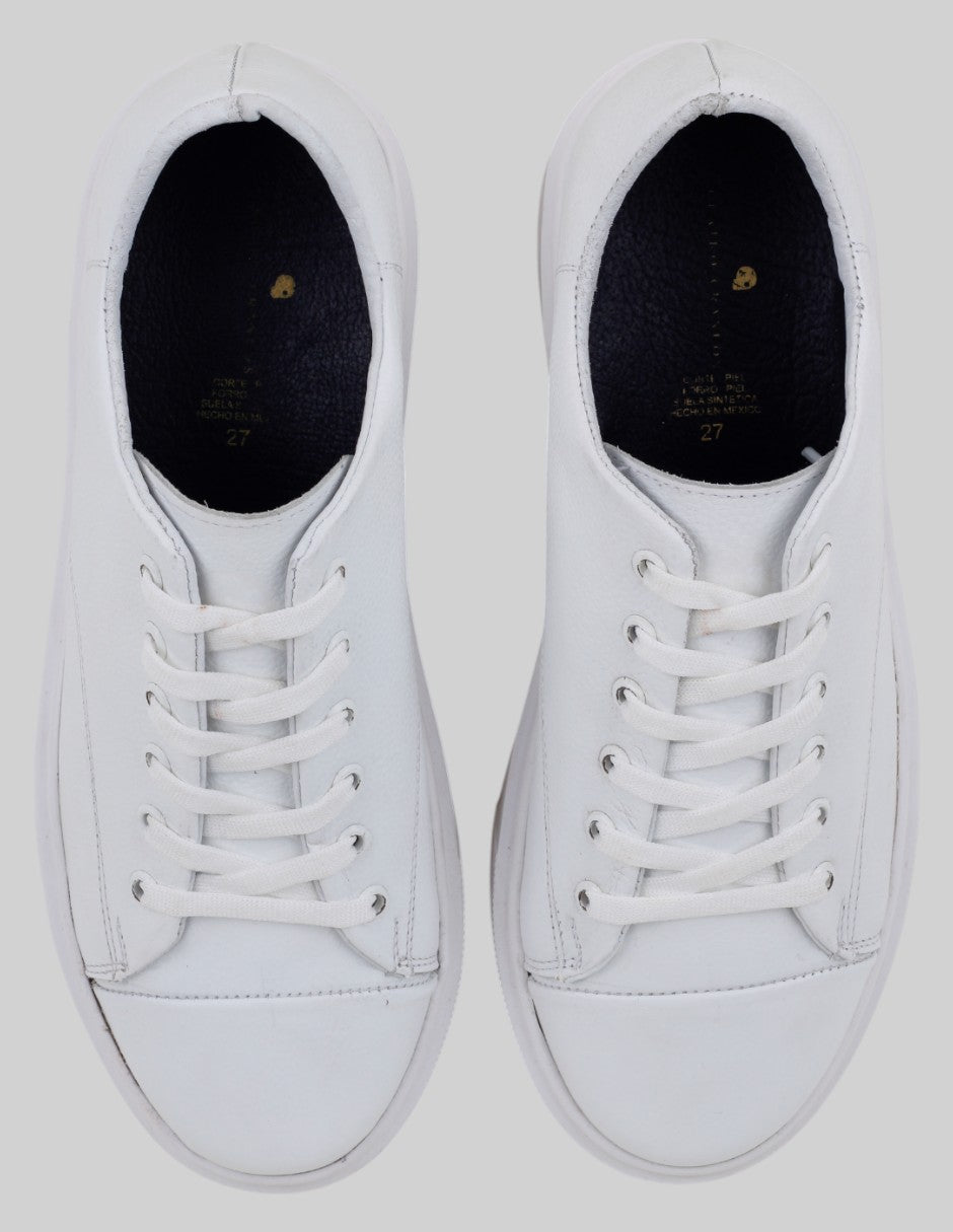 Tenis con cordones   en Piel – Blanco talla 27