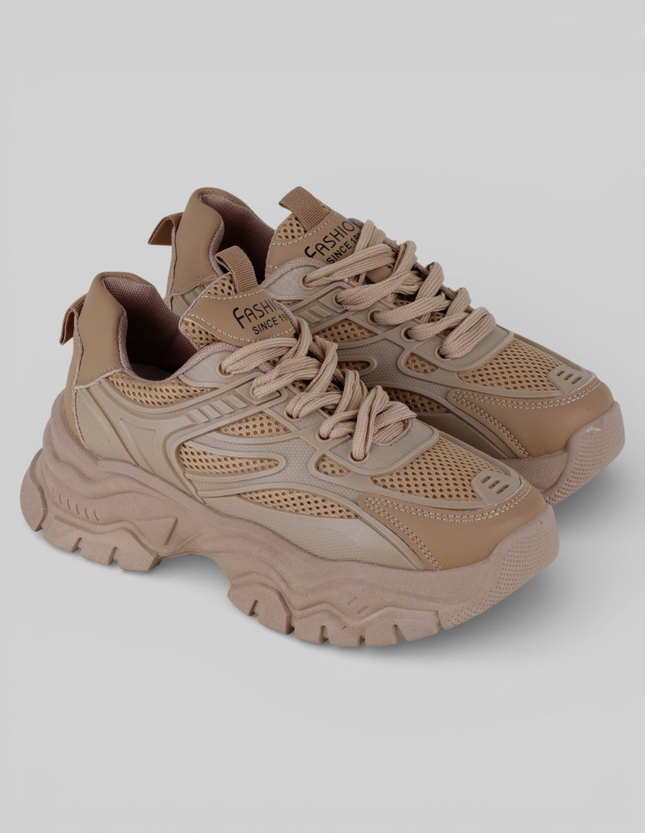 Tenis tipo deportivo Exterior Textil Color Café Para Mujer De Fashion