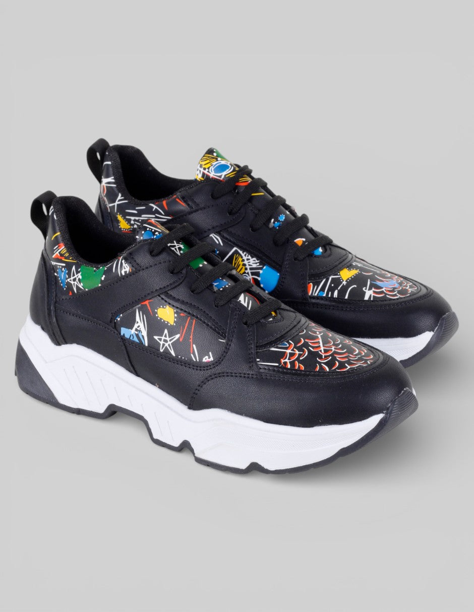 Tenis tipo deportivo Exterior Sintético Color Negro Para Hombre De 50 FIFty