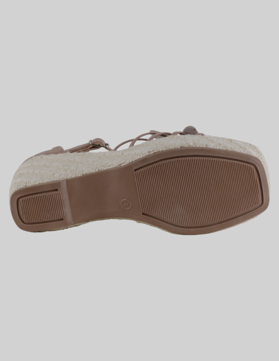Sandalias con plataforma  en Piel vegana – Beige talla 24
