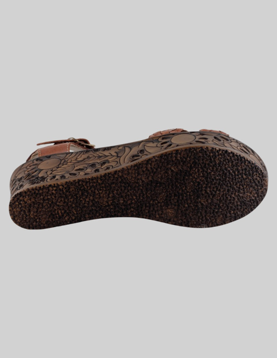 Sandalias con plataforma  en Piel – Café talla 26