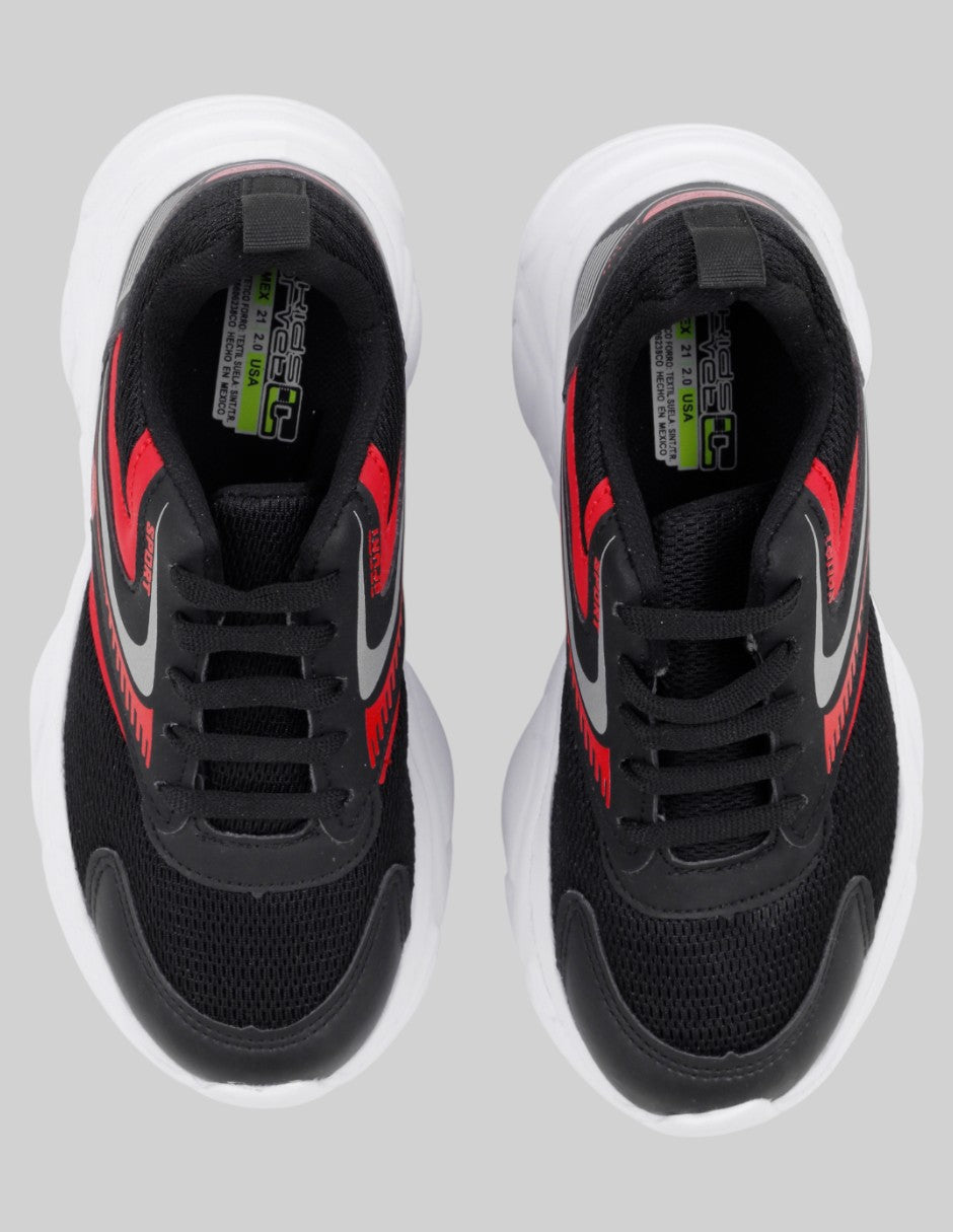 Tenis   en Textil – Negro talla 21