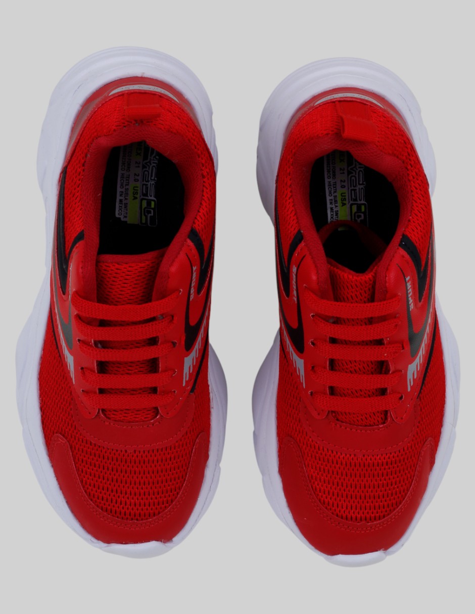 Tenis   en Textil – Rojo talla 21