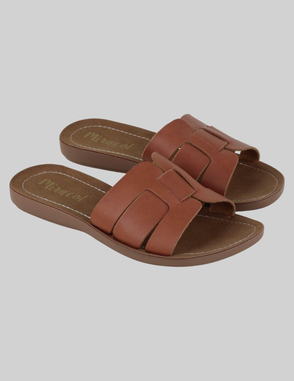 Sandalias de piso Exterior Sintético Color Café Para Mujer De miracol