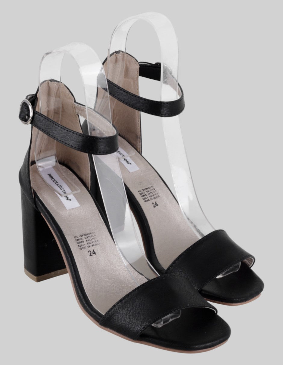 Sandalia con tacón Exterior Sintético Color Negro Para Mujer De rbcollection