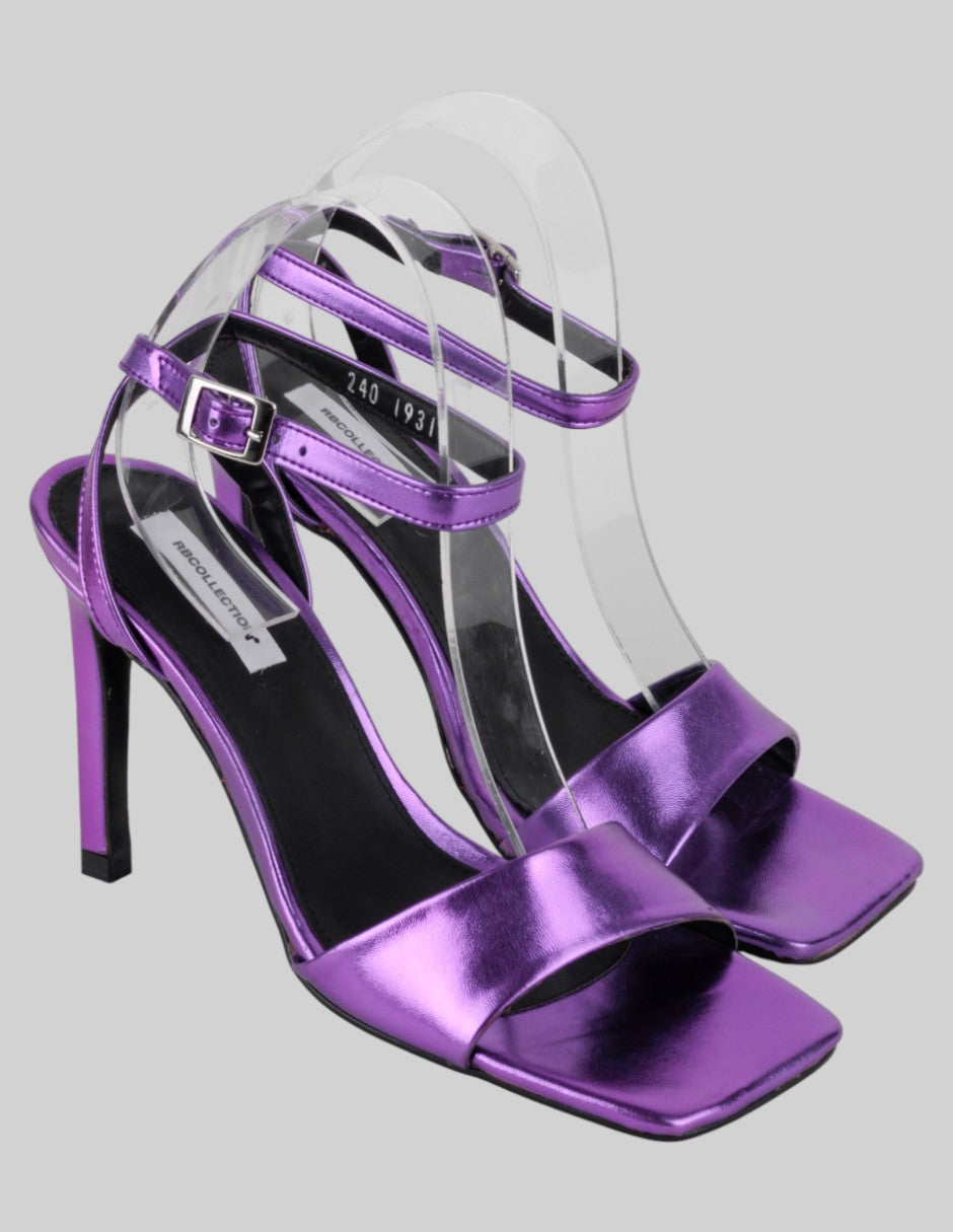 Sandalia con tacón Exterior Sintético Color Morado Para Mujer De rbcollection