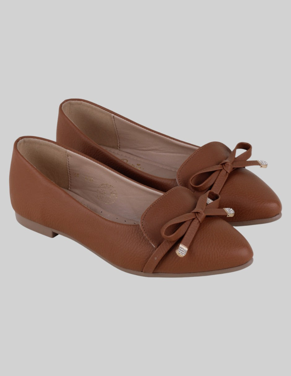 Flats puntales Exterior Piel vegana Color Café Para Mujer De Coamo Paris