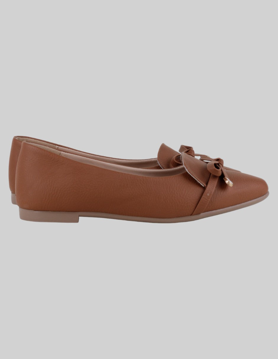 Flats puntales  en Piel vegana – Café talla 23