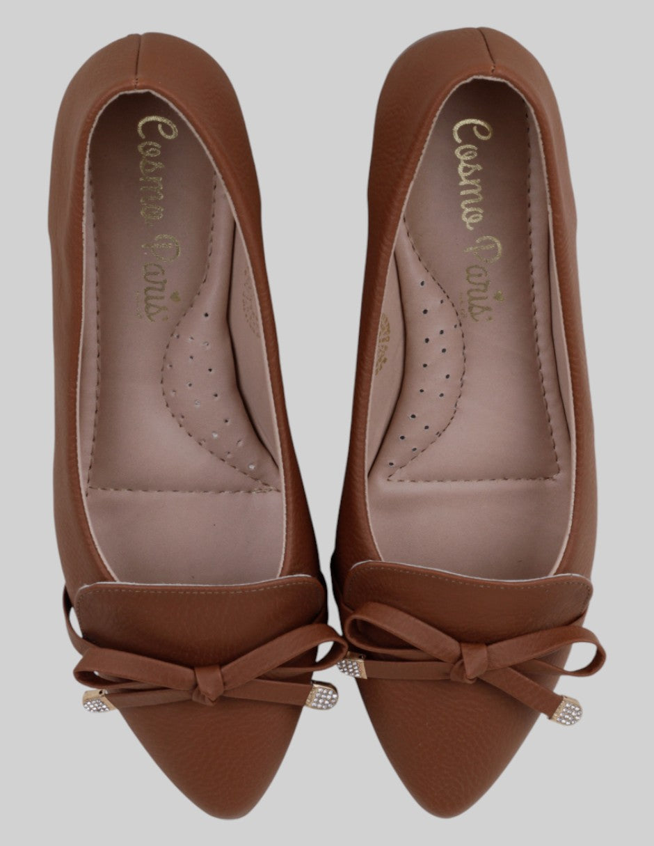 Flats puntales  en Piel vegana – Café talla 23
