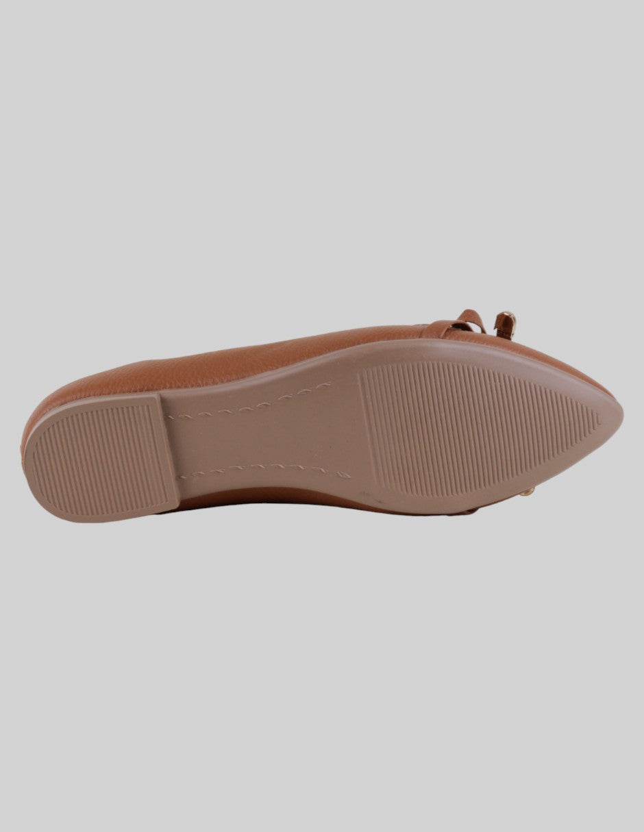 Flats puntales  en Piel vegana – Café talla 23