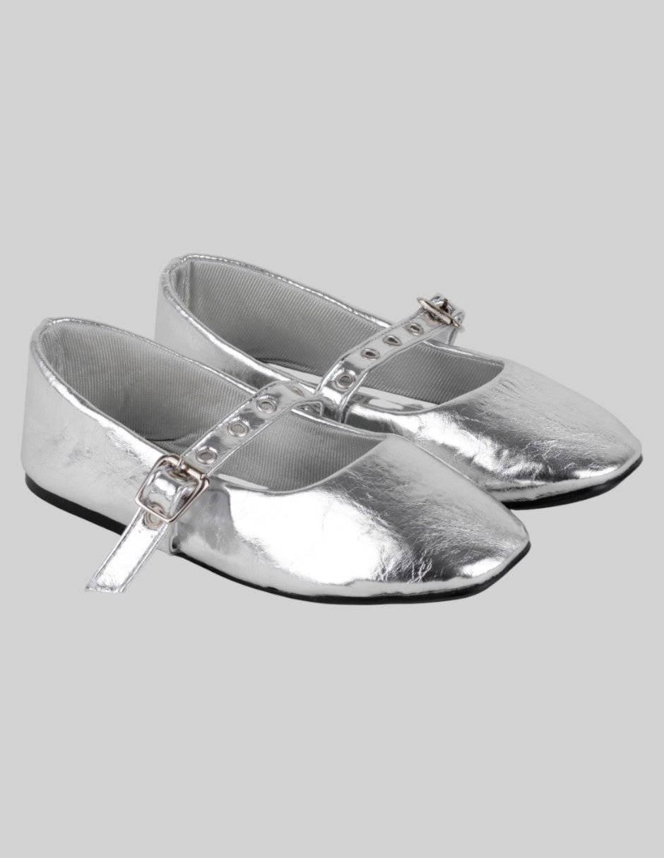 Mary jane Exterior Sintético Color Plata Para Niña De Peach y fun