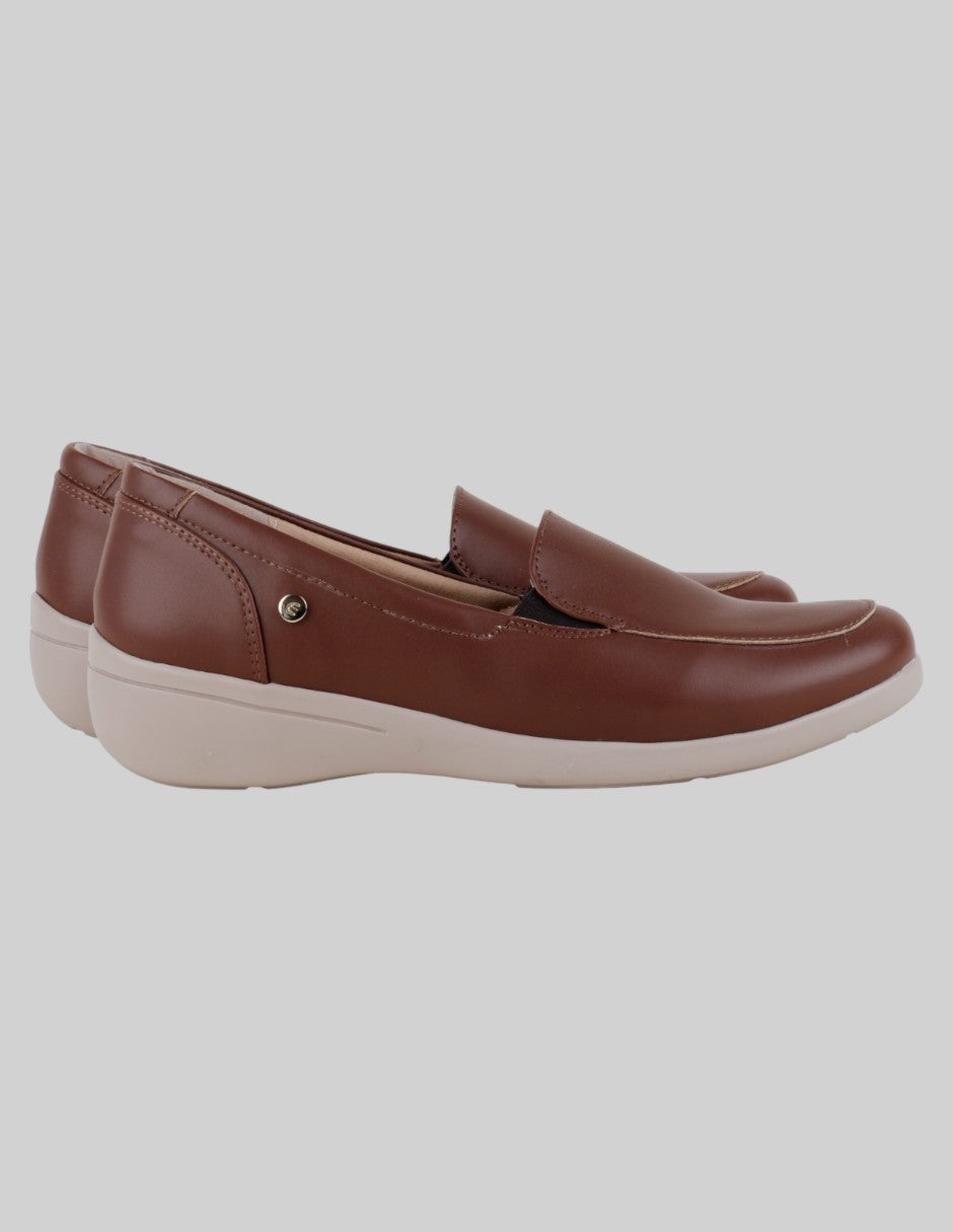 Zapatos de confort  en Piel vegana – Café talla 23.5