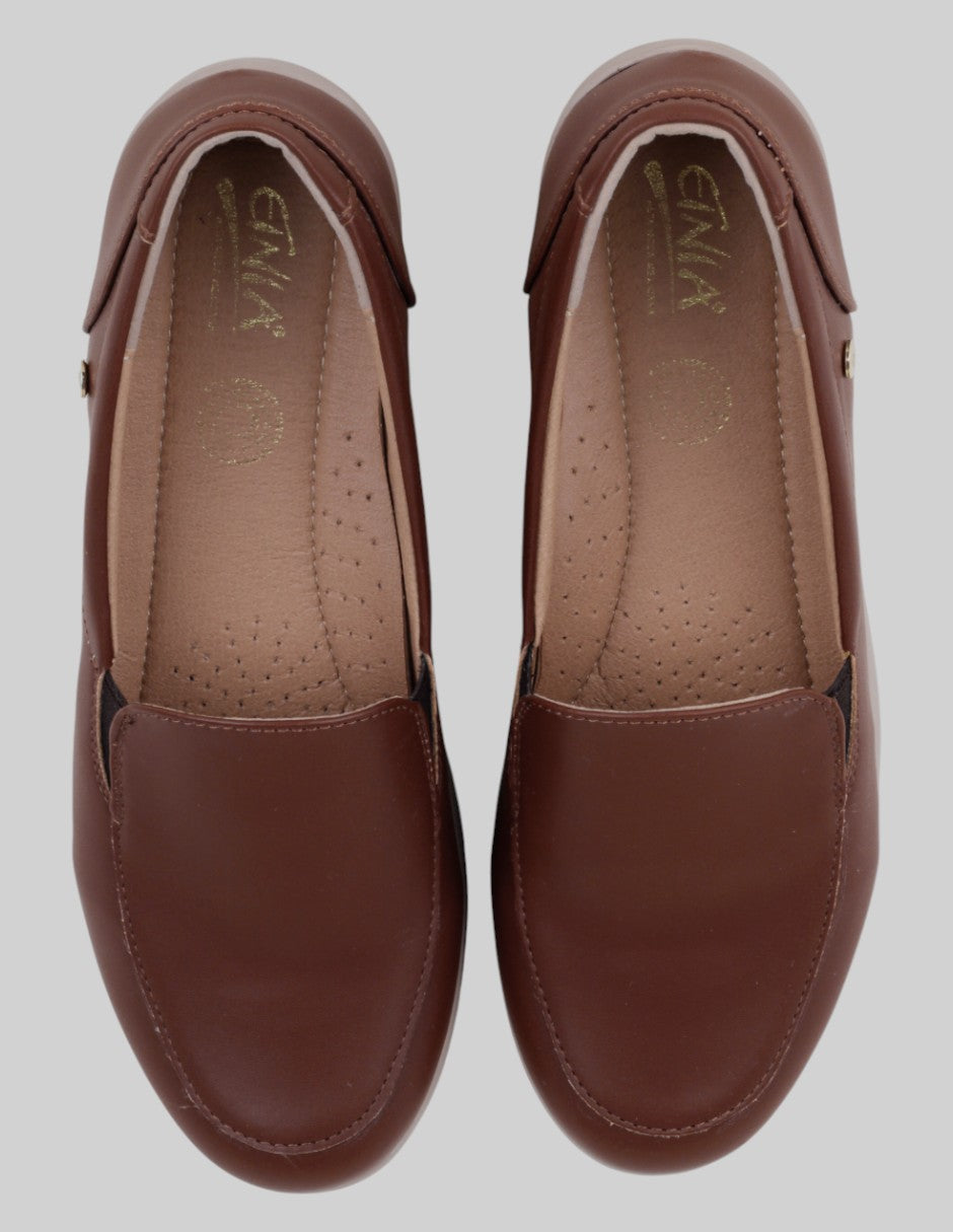 Zapatos de confort  en Piel vegana – Café talla 23.5