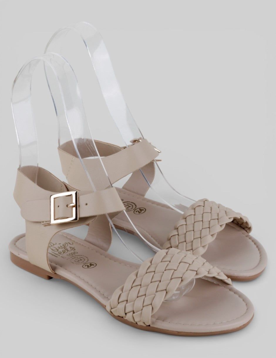 Sandalias de piso Exterior Sintético Color Beige Para Mujer De Genérica