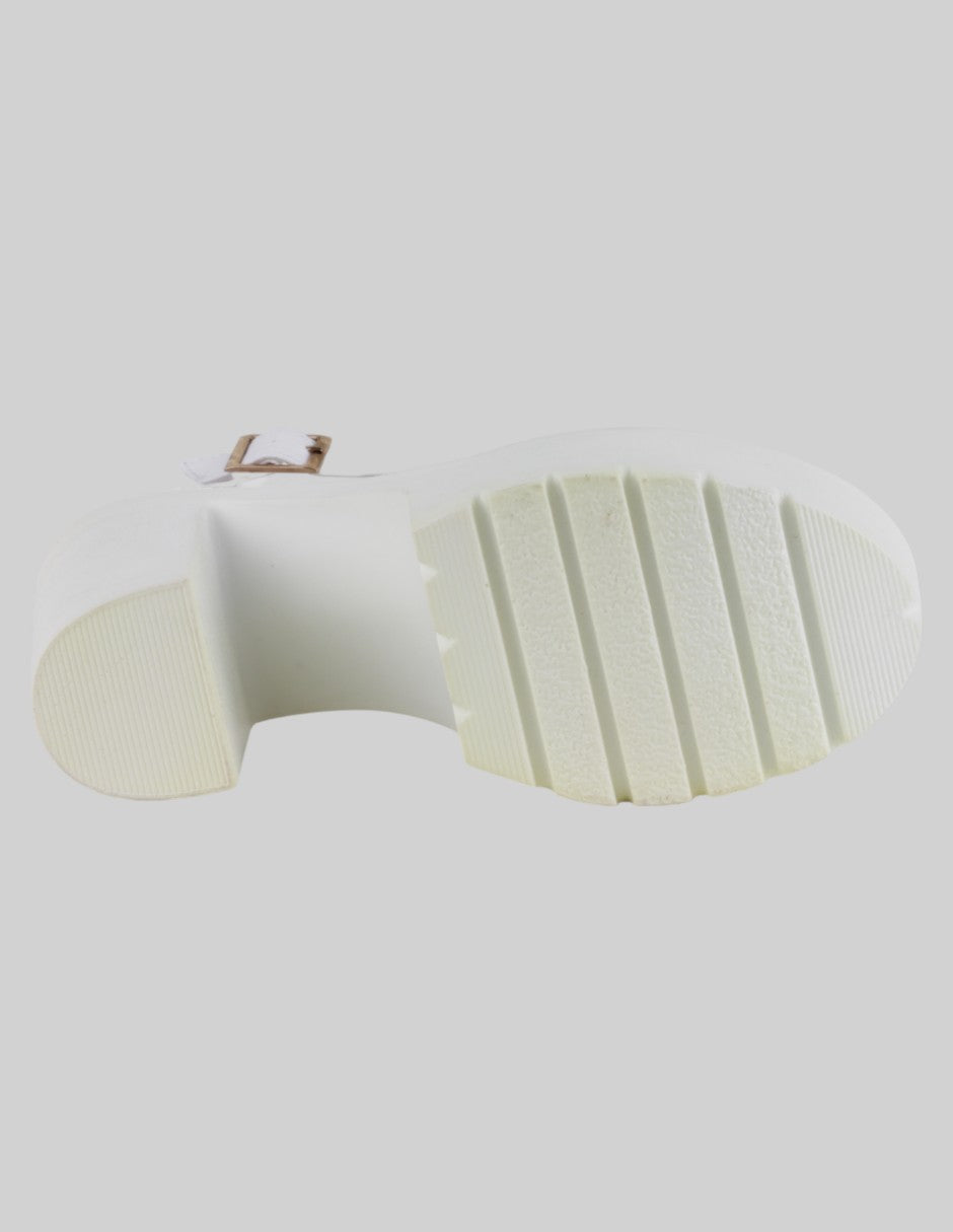 Sandalia con tacón  en Piel vegana – Blanco talla 25