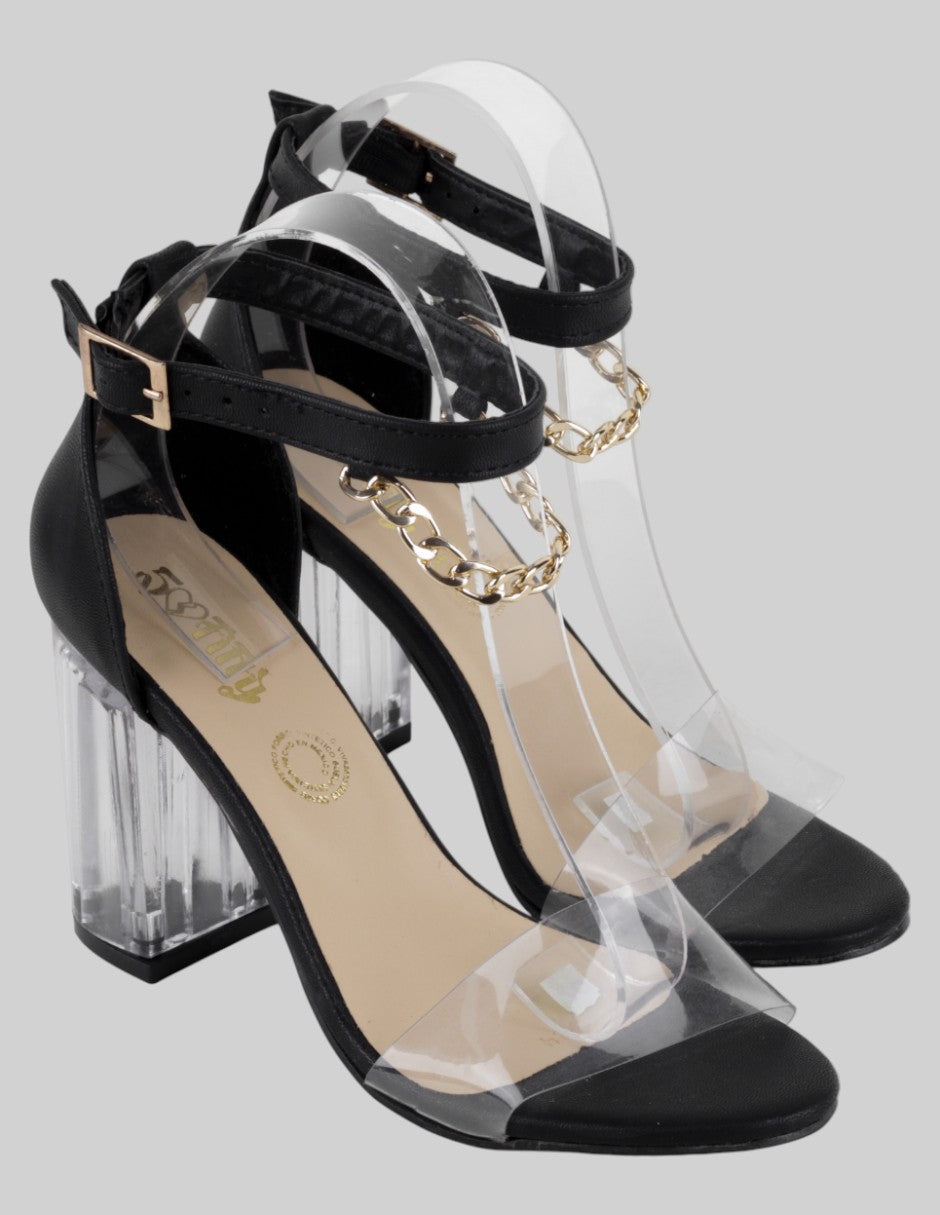 Sandalia con tacón Exterior Sintético Color Negro Para Mujer De 50 fifty