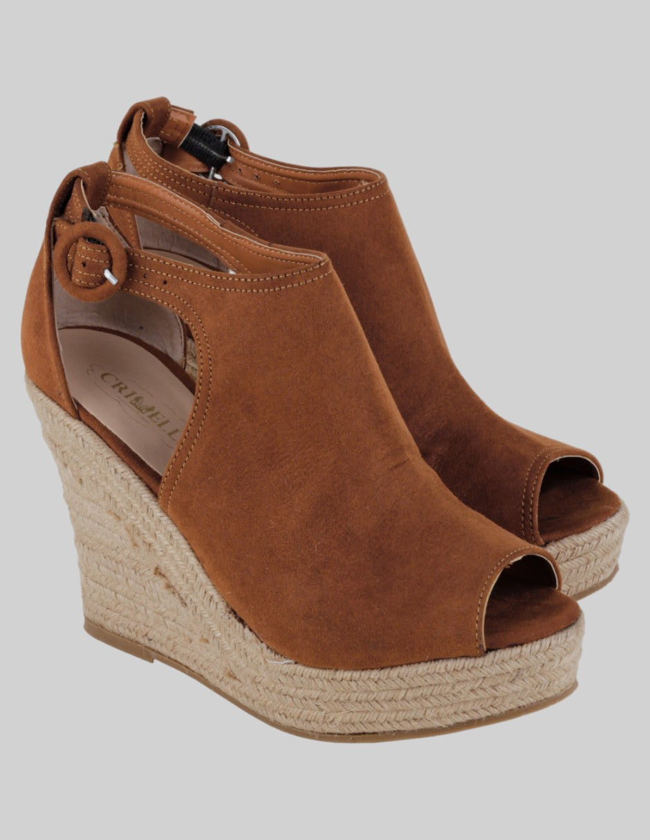 Sandalias con plataforma Exterior Gamuza Color Café Para Mujer De crimelli