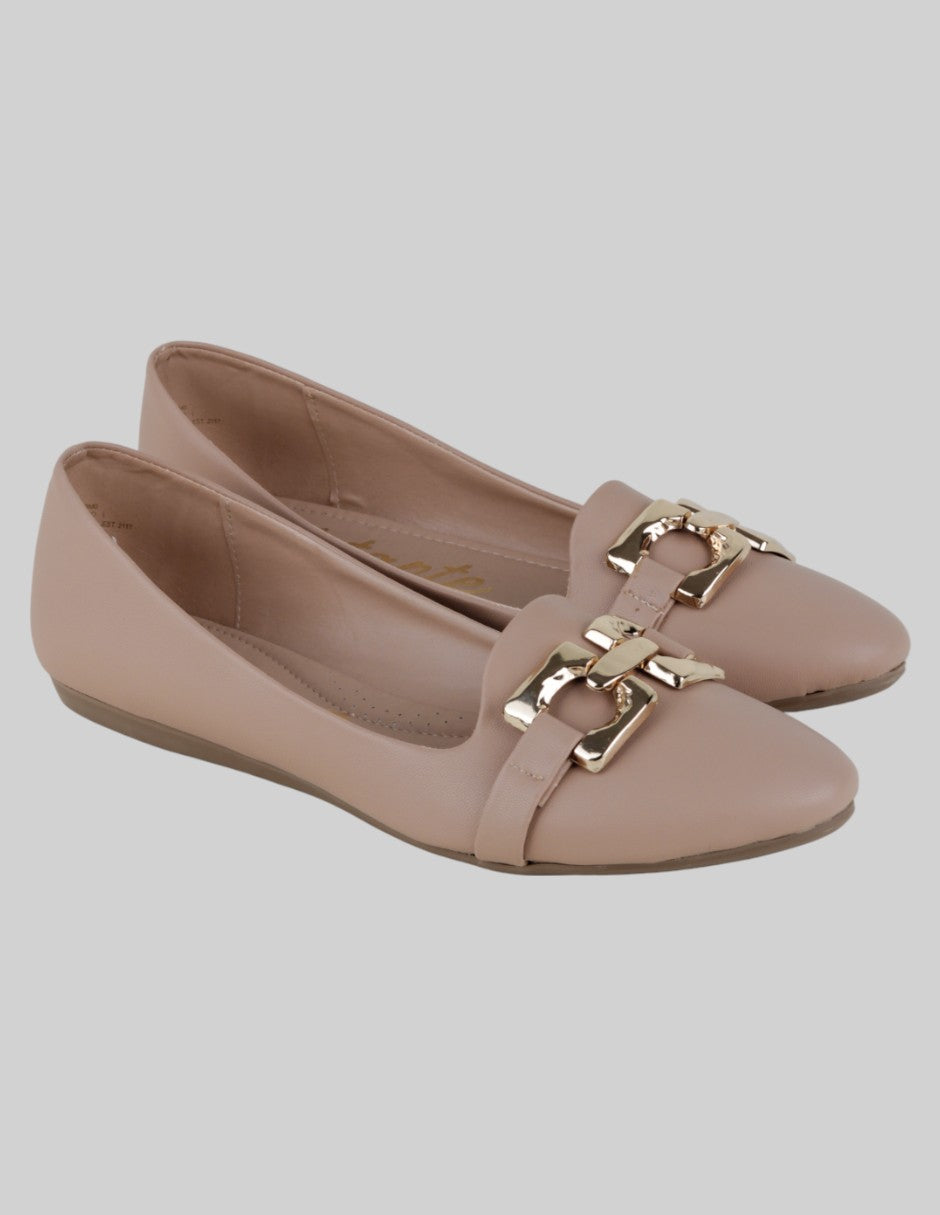 Flats clásicas Exterior Sintético Color Beige Para Mujer De Mutante