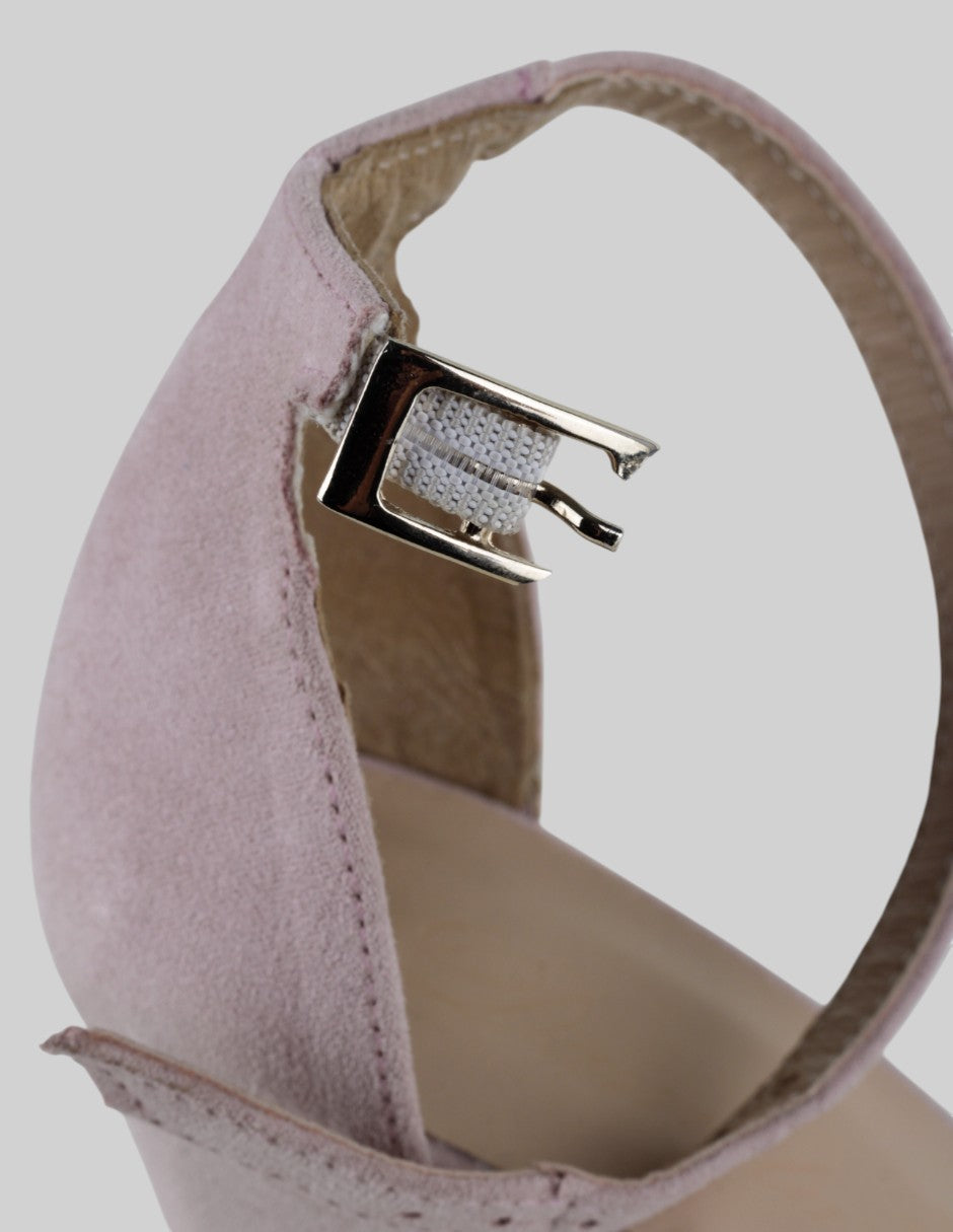 Sandalia con tacón  en Gamuza – Rosa talla 24