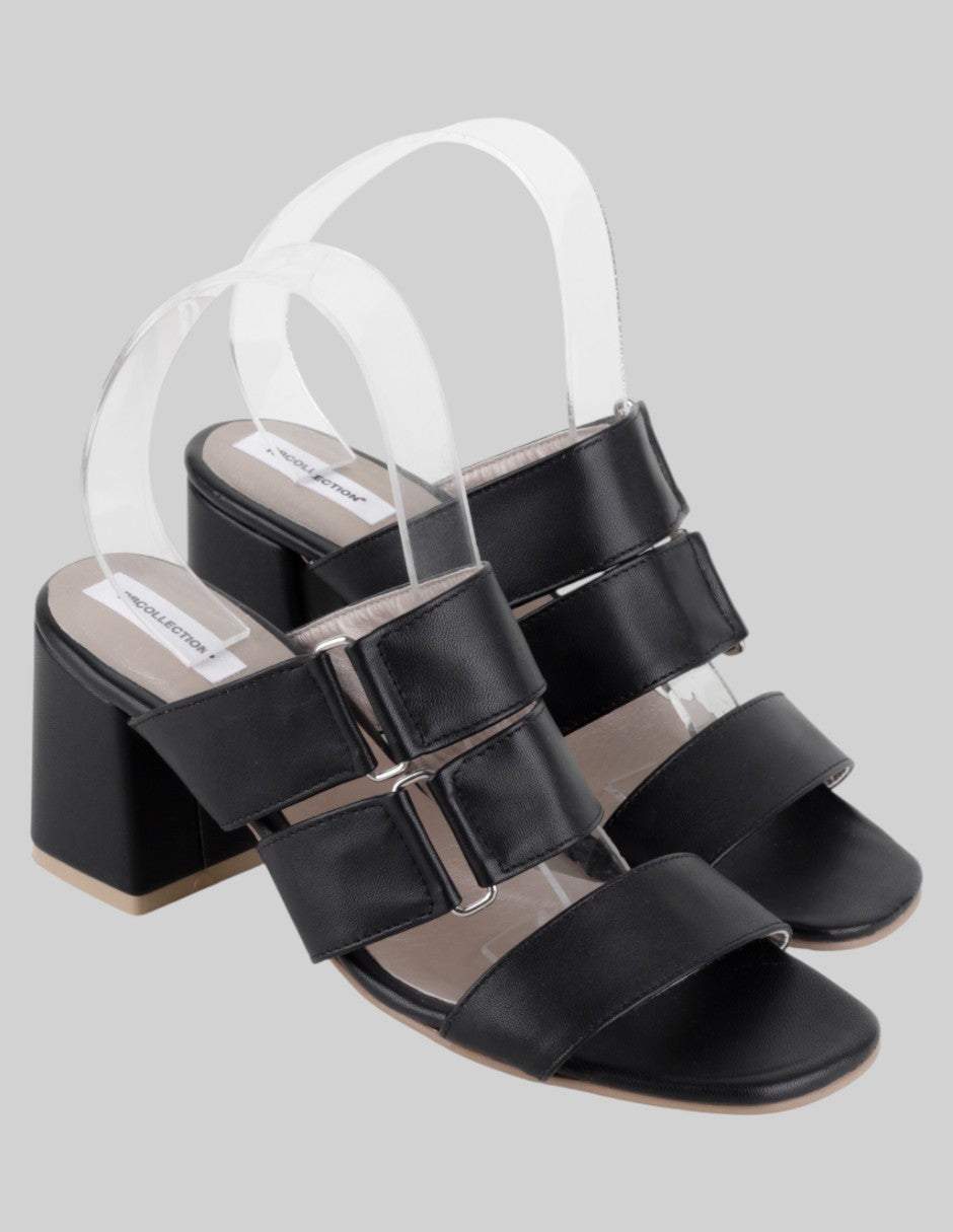 Sandalia con tacón Exterior Sintético Color Negro Para Mujer De rbcollection
