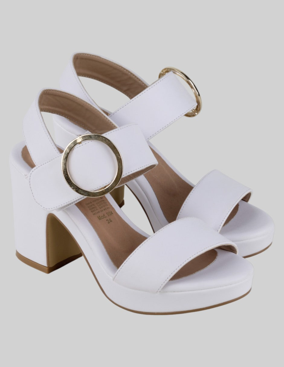 Sandalia con tacón Exterior Sintético Color Blanco Para Mujer De d' cristian